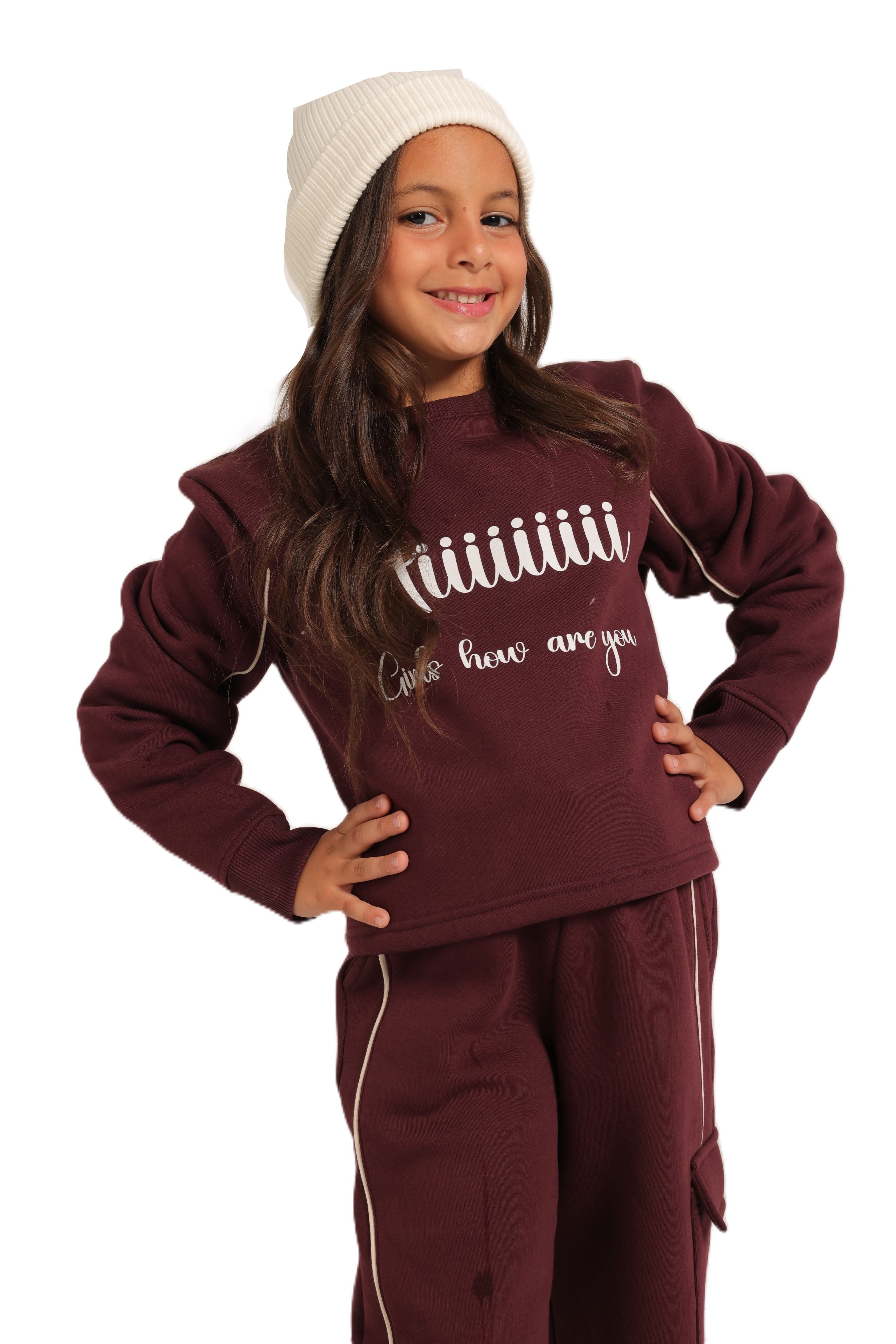 Girls' Winter Pajama Set –Burgundy