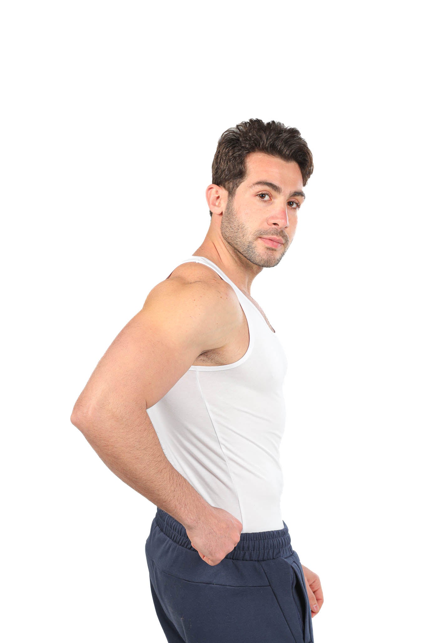 Lycra Sleeveless Undershirt For Men - White