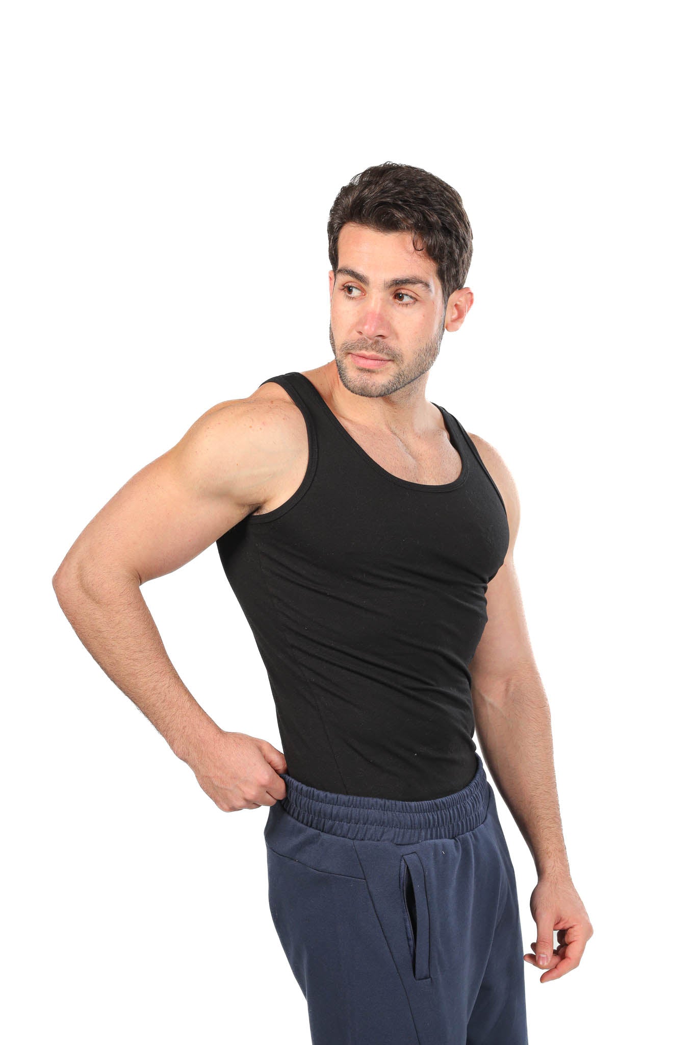 Lycra Sleeveless Undershirt For Men - Black