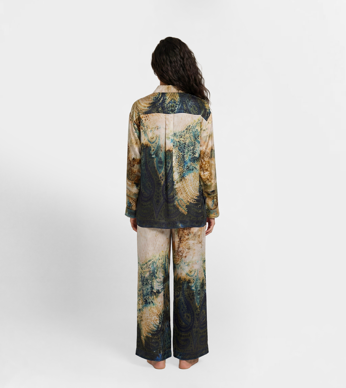 Women Button-Up Shirt & Wide Leg Pants Set
