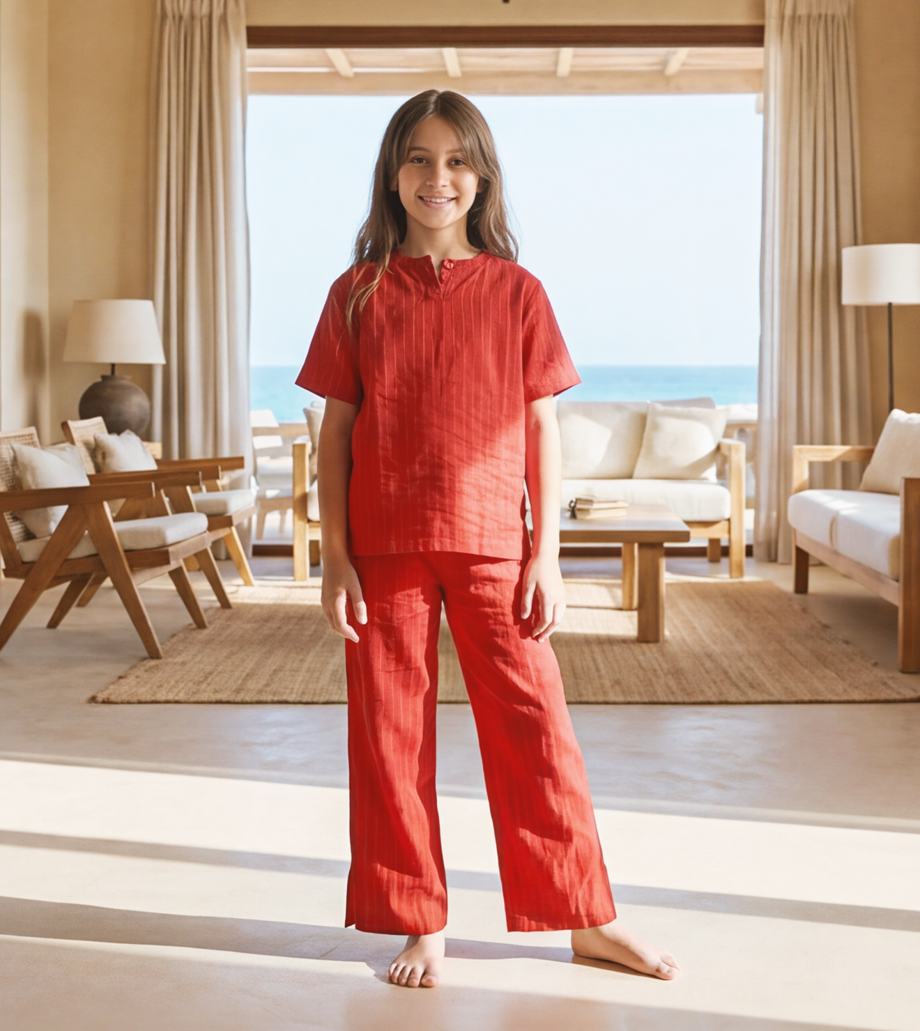 Girls Linen Pajama Set