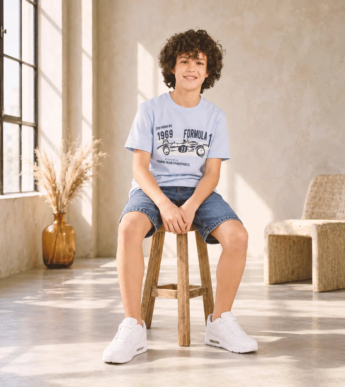 Boys’ Baby Blue Half-Sleeve T-Shirt