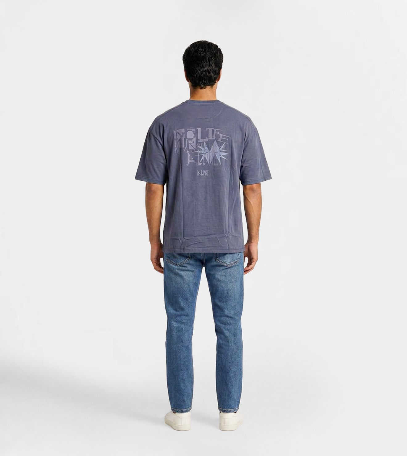 Men "Blue Pixels" Cotton Dark Blue T-Shirt