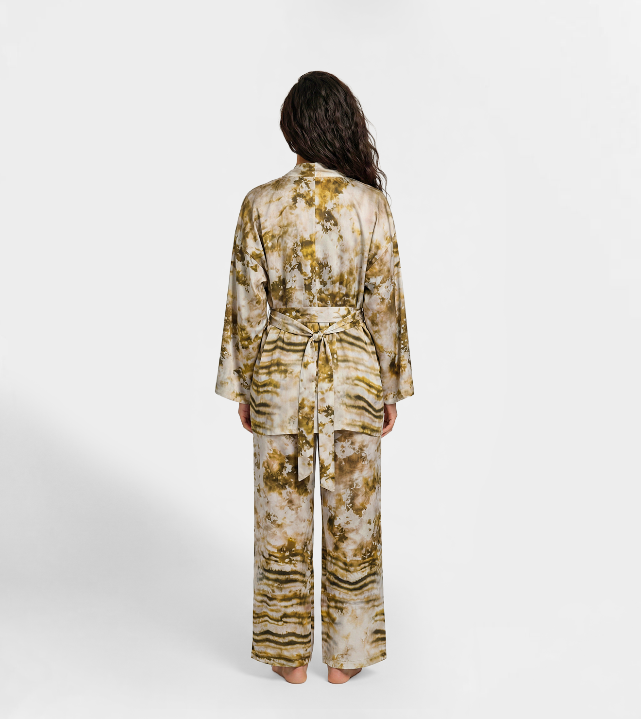 Women Kimono Cardigan & Wide Leg Pants Lounge Set
