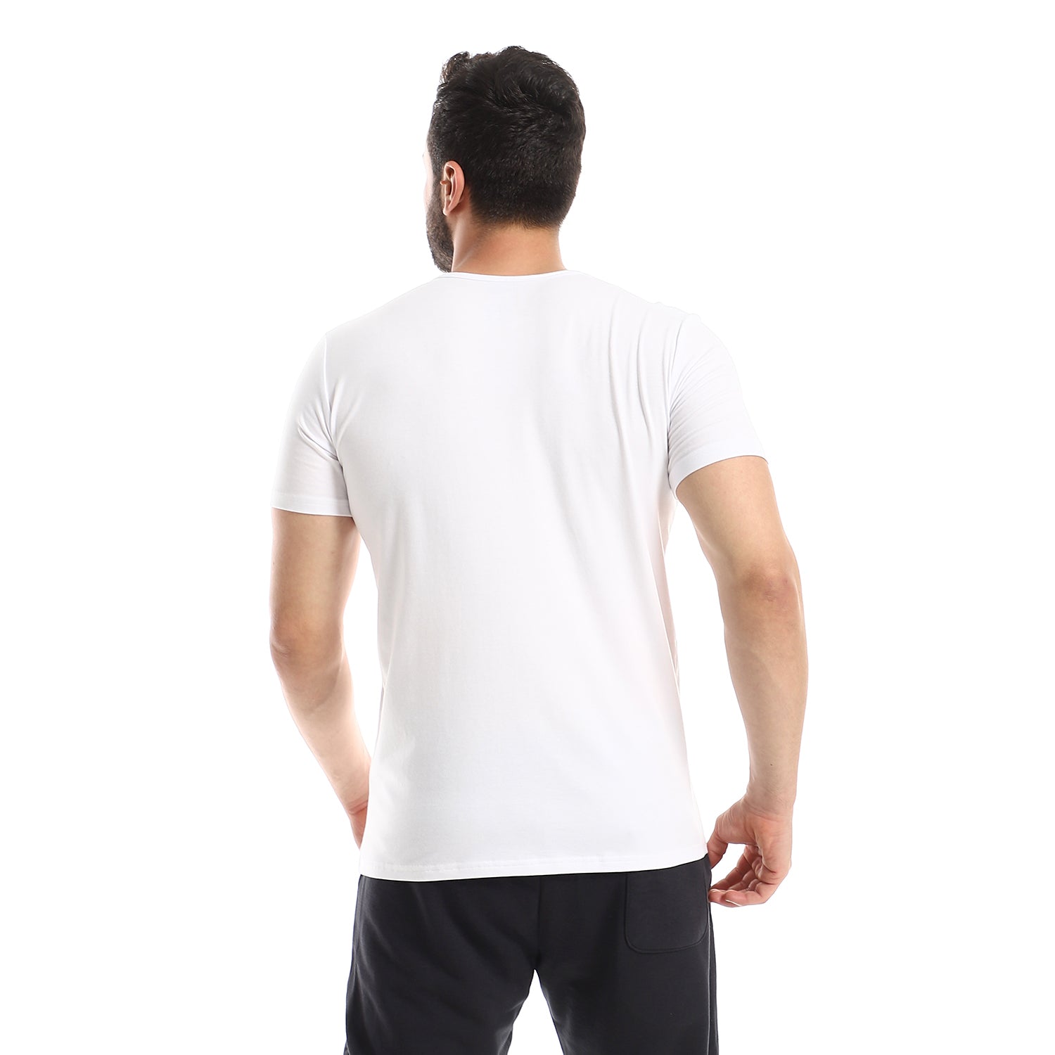 Short Sleeve Undershirt For Men Round Neck - White