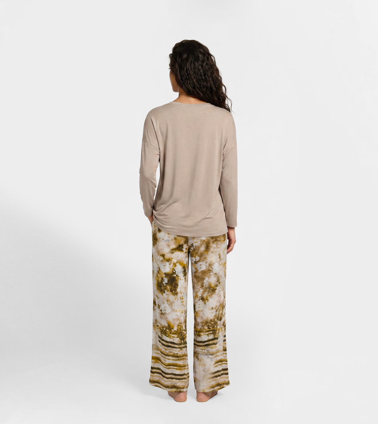 Women Top & Printed Wide-Leg Lounge Pants Set