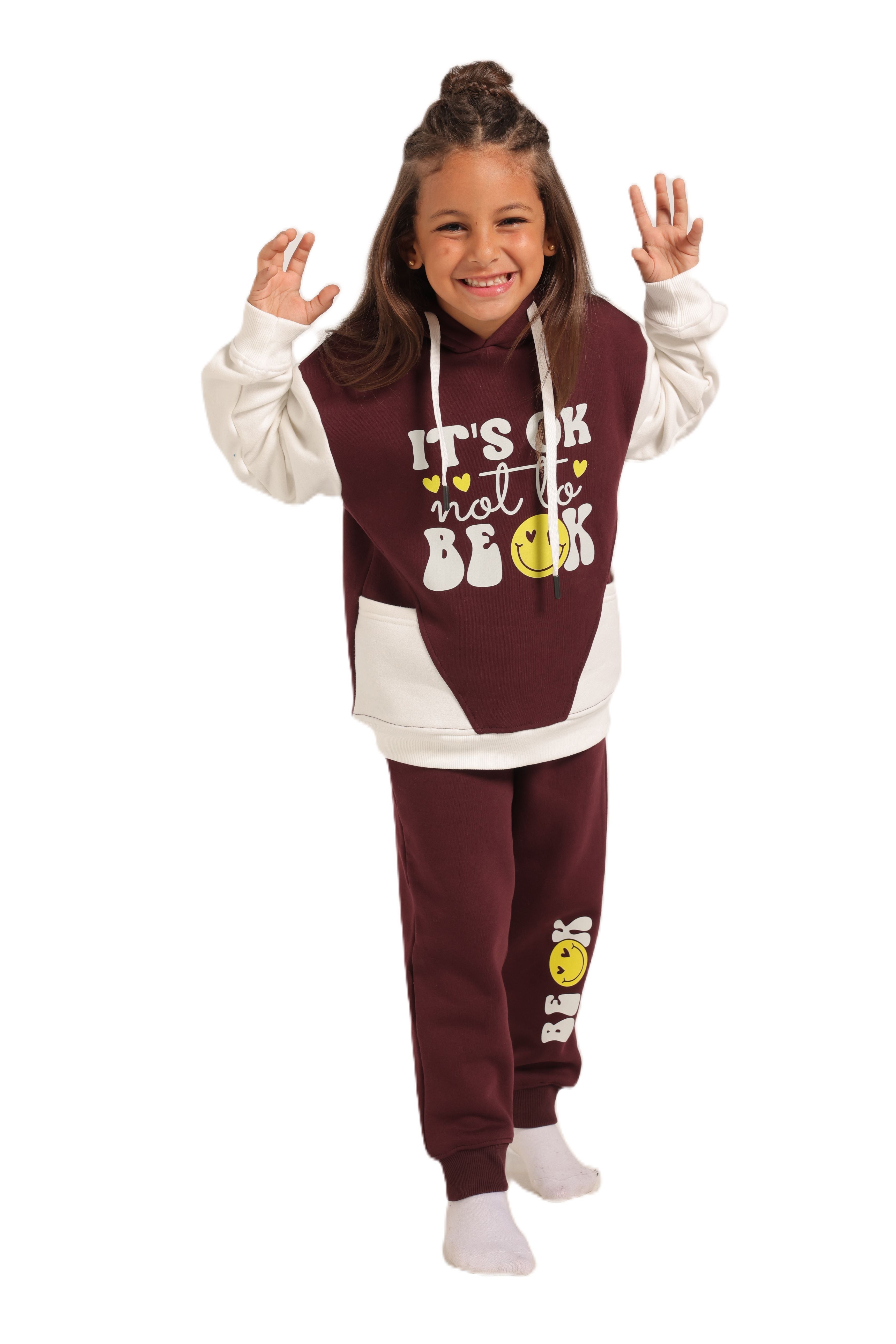 Girls' Winter Pajama Set –Burgundy