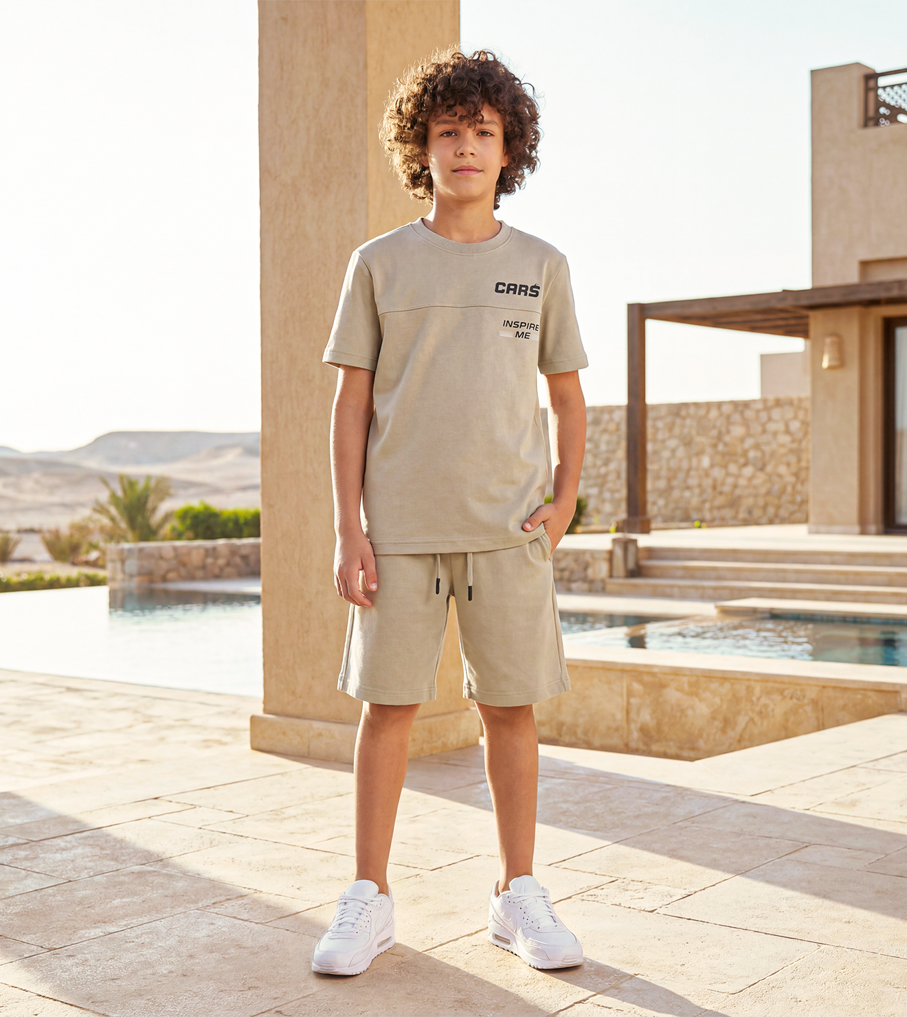 Boys Melton Shorts Set in Soft Mint