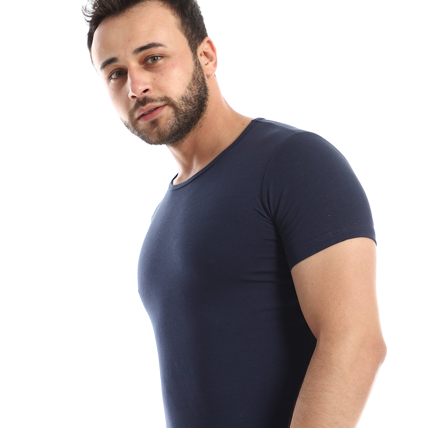 Short Sleeve Undershirt For Men Round Neck