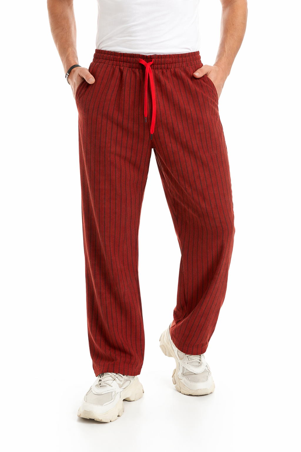 Men Pinstripe Jacquard Relaxed Trousers