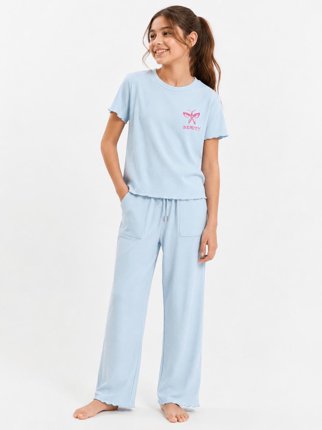 Girls' Summer Embroidered Pants Set