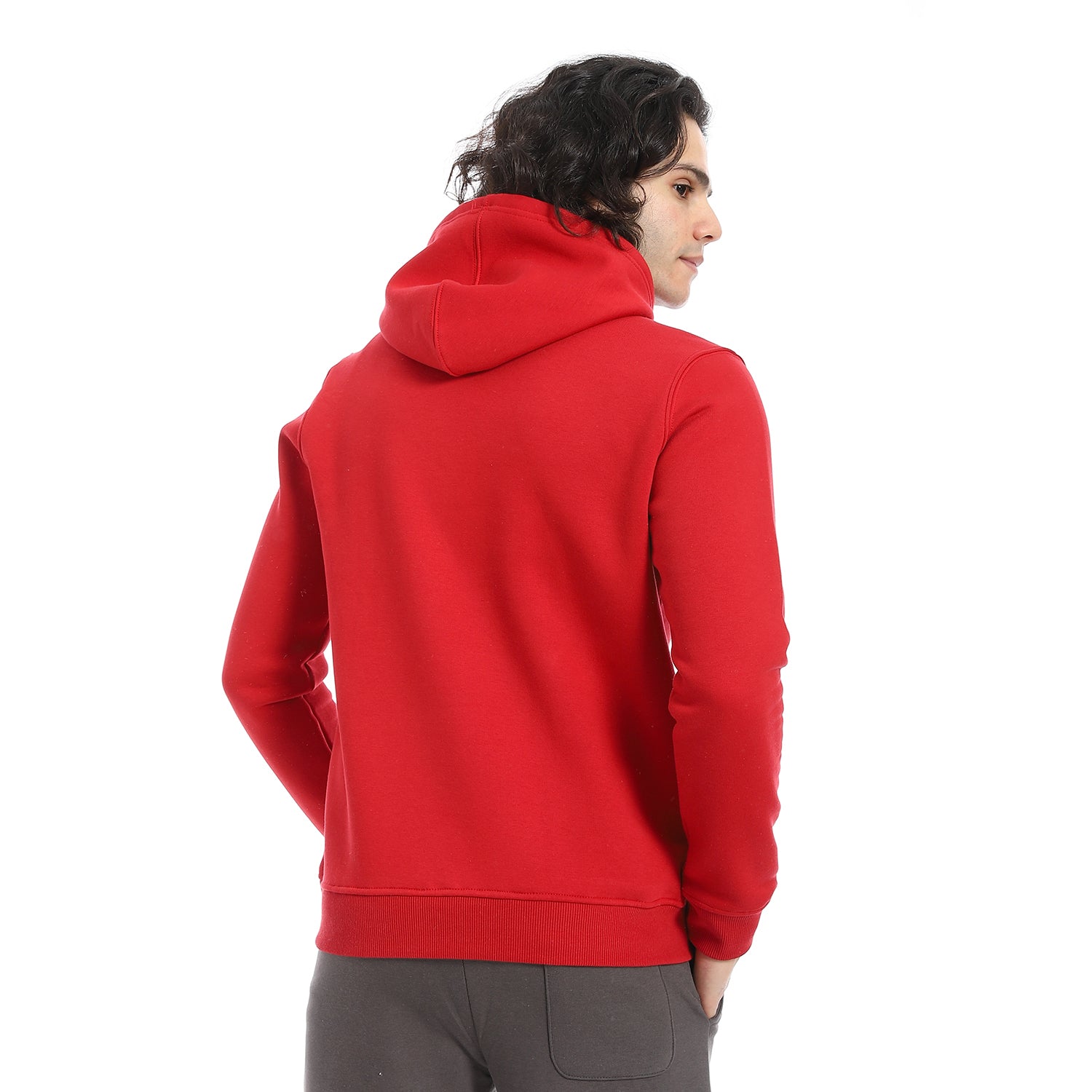Men Hoodie With Print - Red