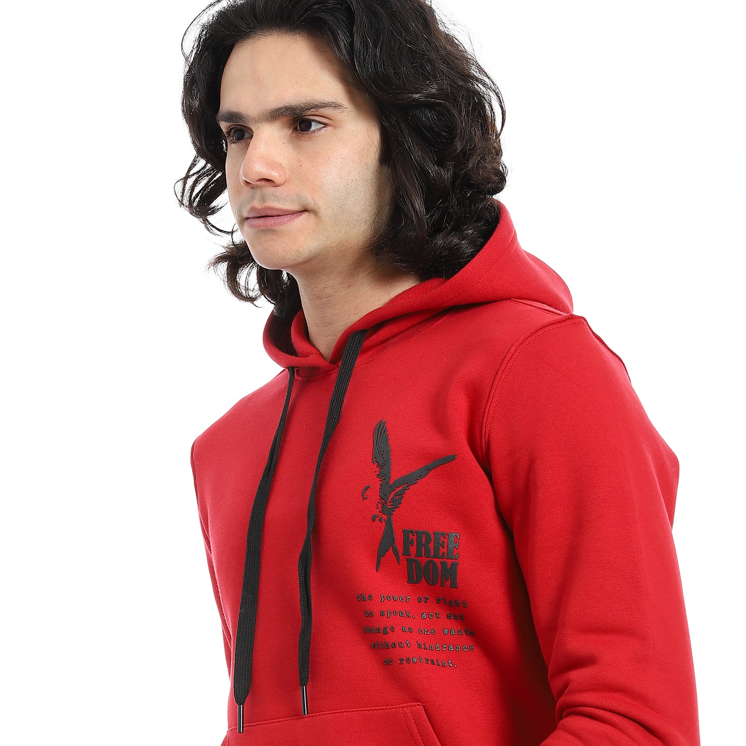 Men Hoodie With Print - Red