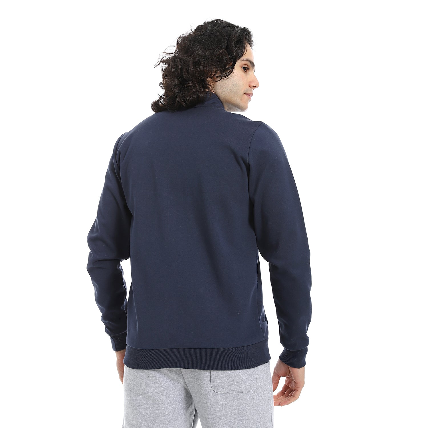 Men Sweatshirt - Mandarin Collar -Navy