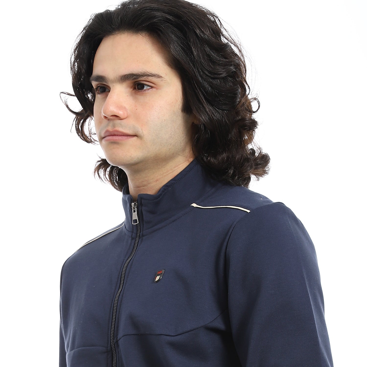 Men Sweatshirt - Mandarin Collar -Navy
