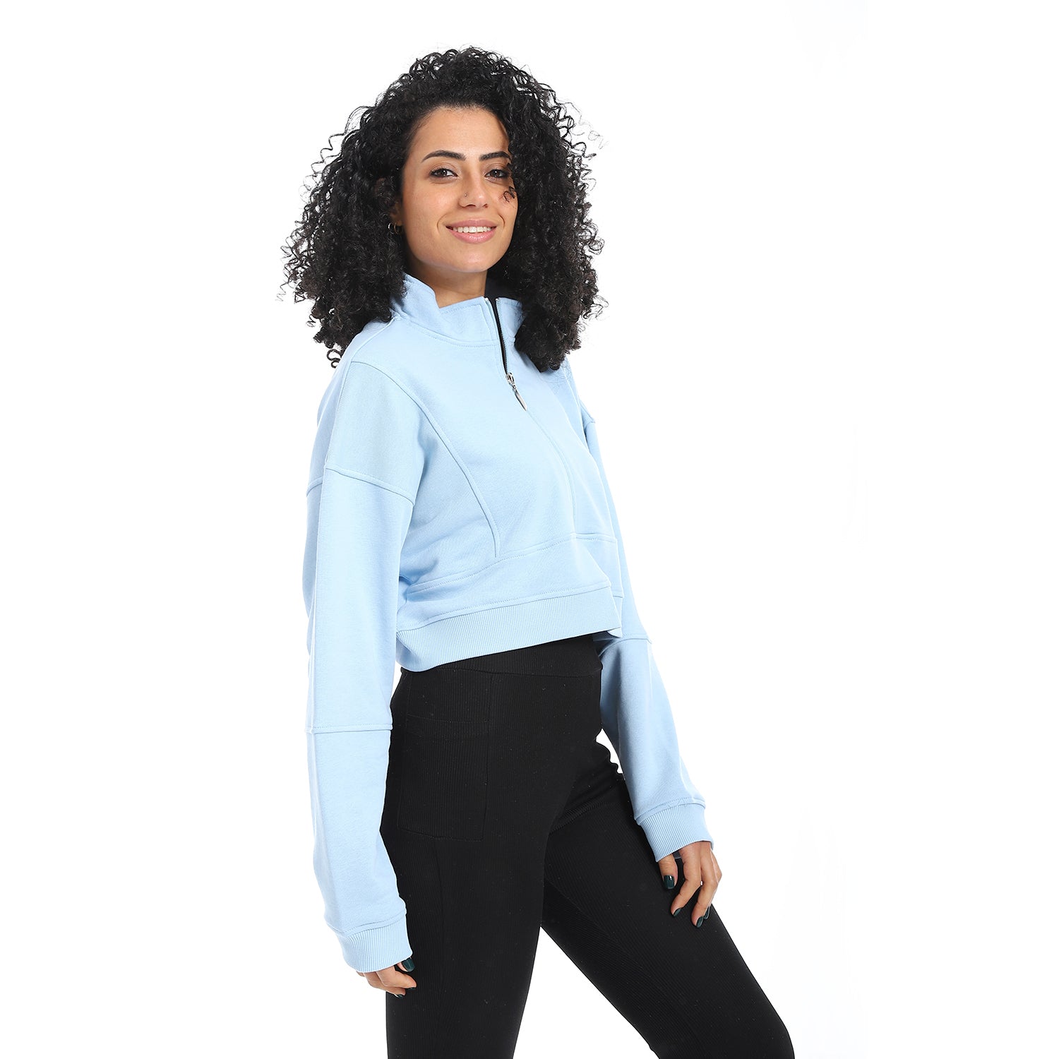 Women's Winter Quarter Zipper Sweatshirt -Blue