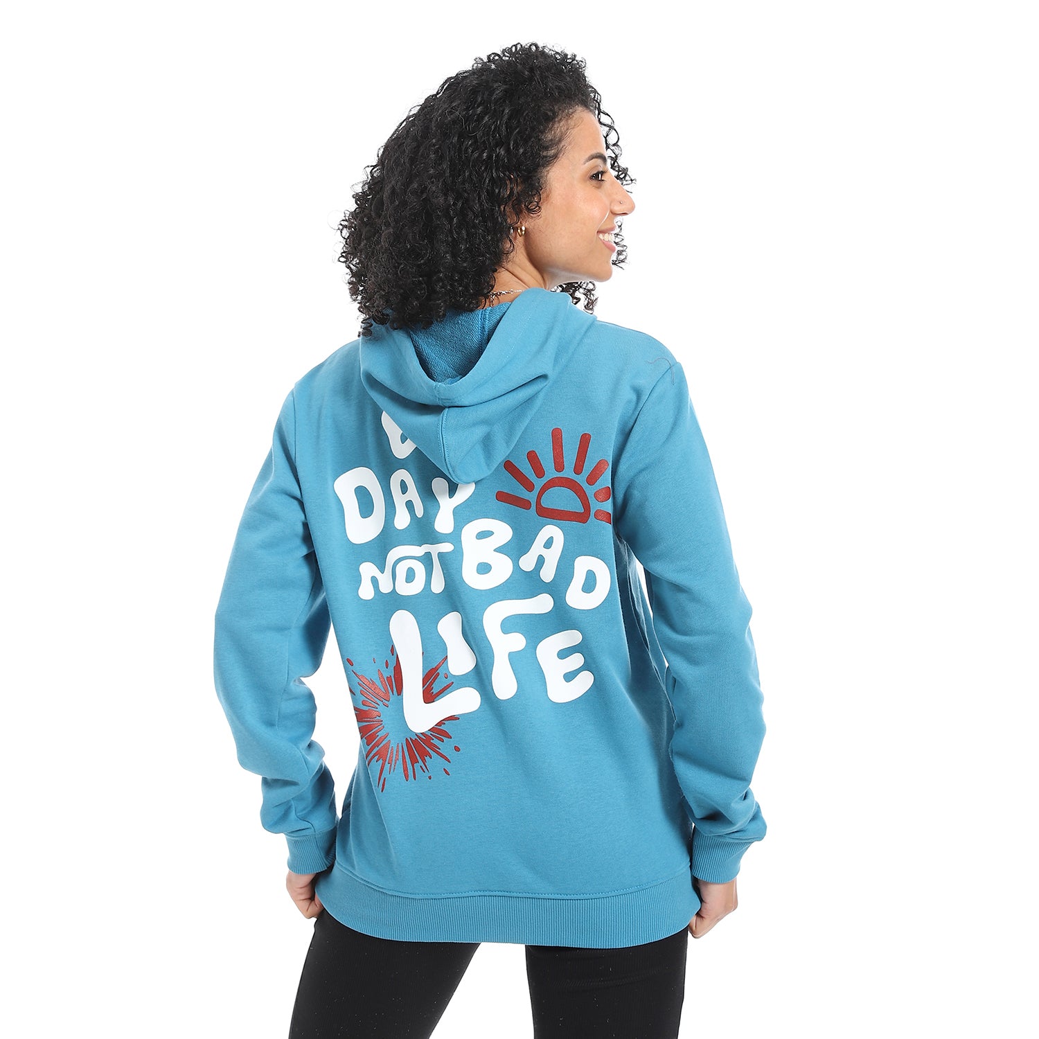 Women's Autumn Sweatshirt With Printed -Blue