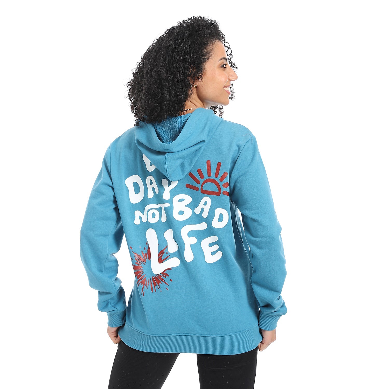 Women's Autumn Sweatshirt With Printed -Blue