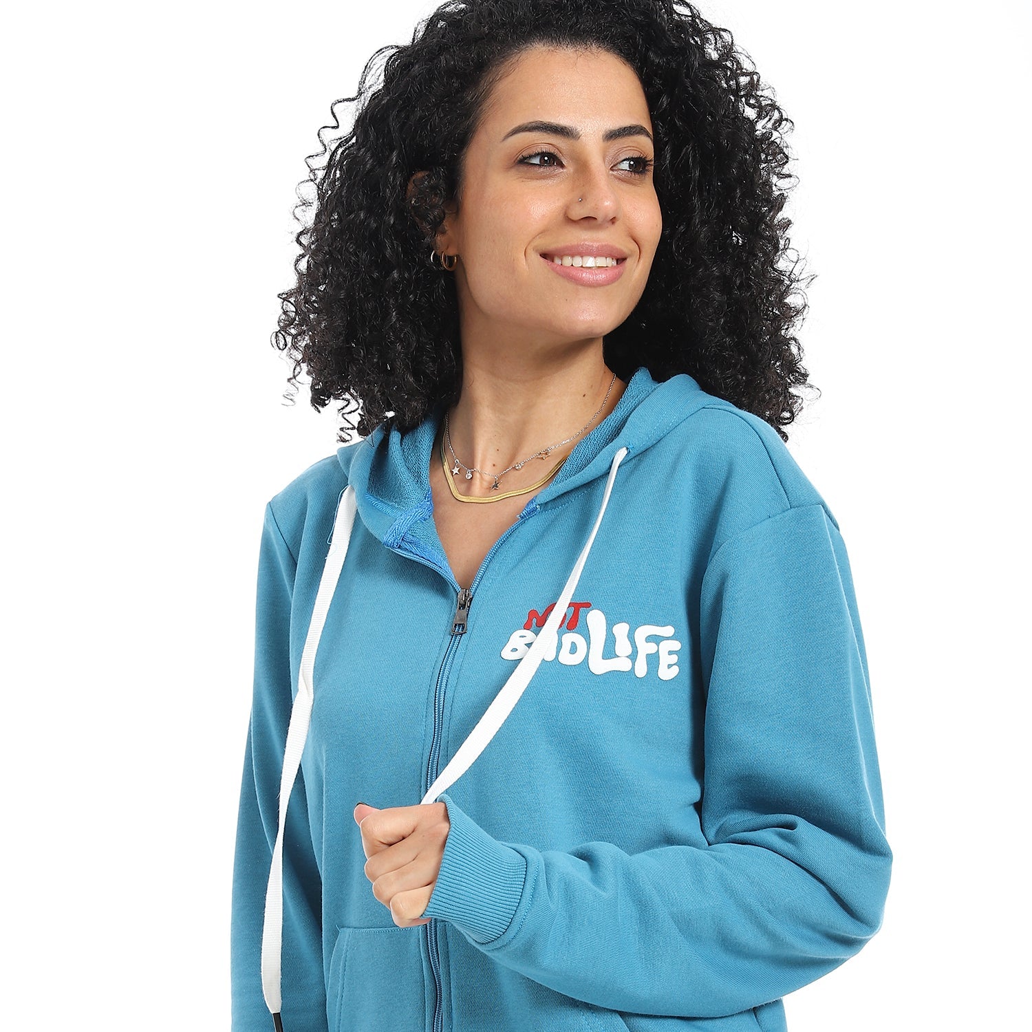 Women's Autumn Sweatshirt With Printed -Blue