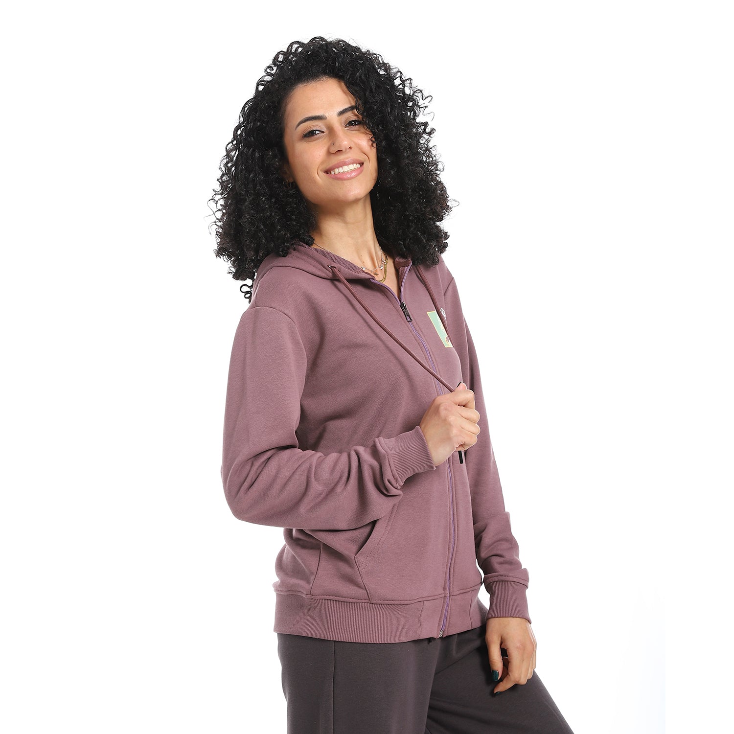 Women's Autumn Sweatshirt With Printed -Purple