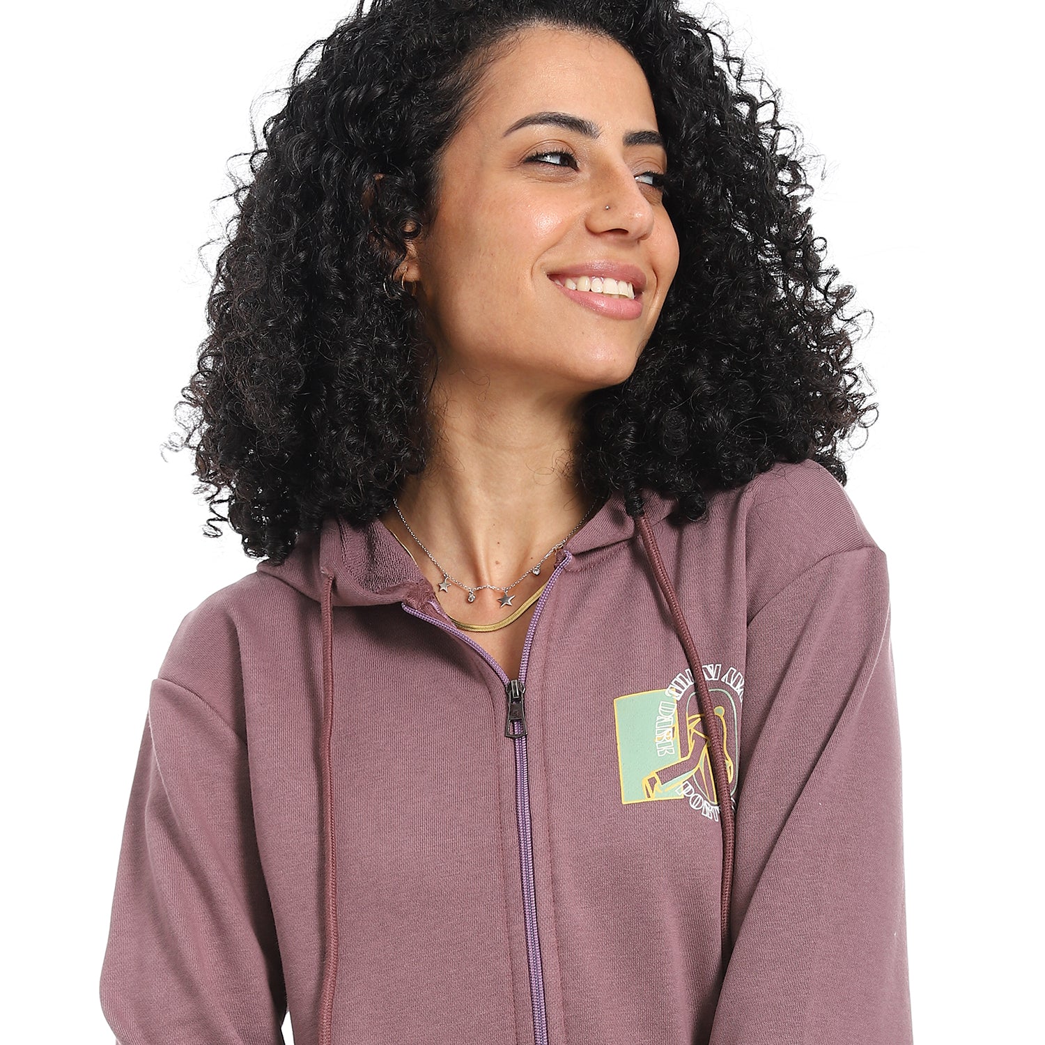 Women's Autumn Sweatshirt With Printed -Purple