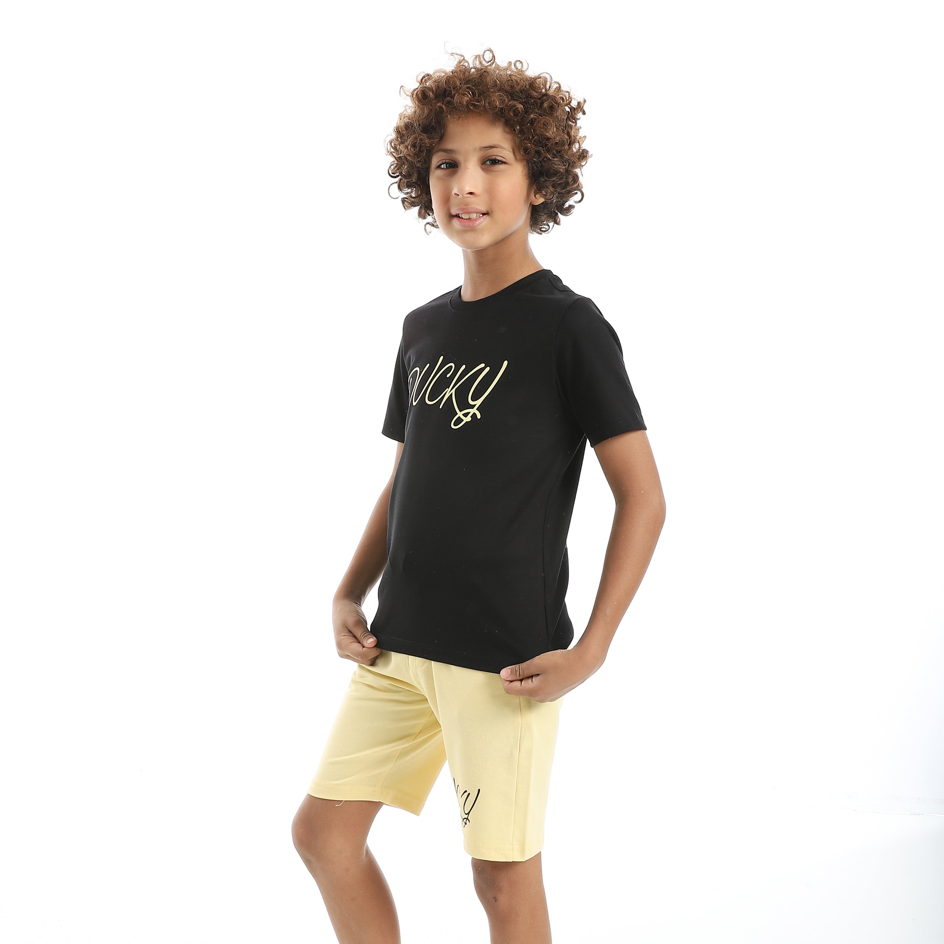 Boy's Jacquard Pajama Set with Printed