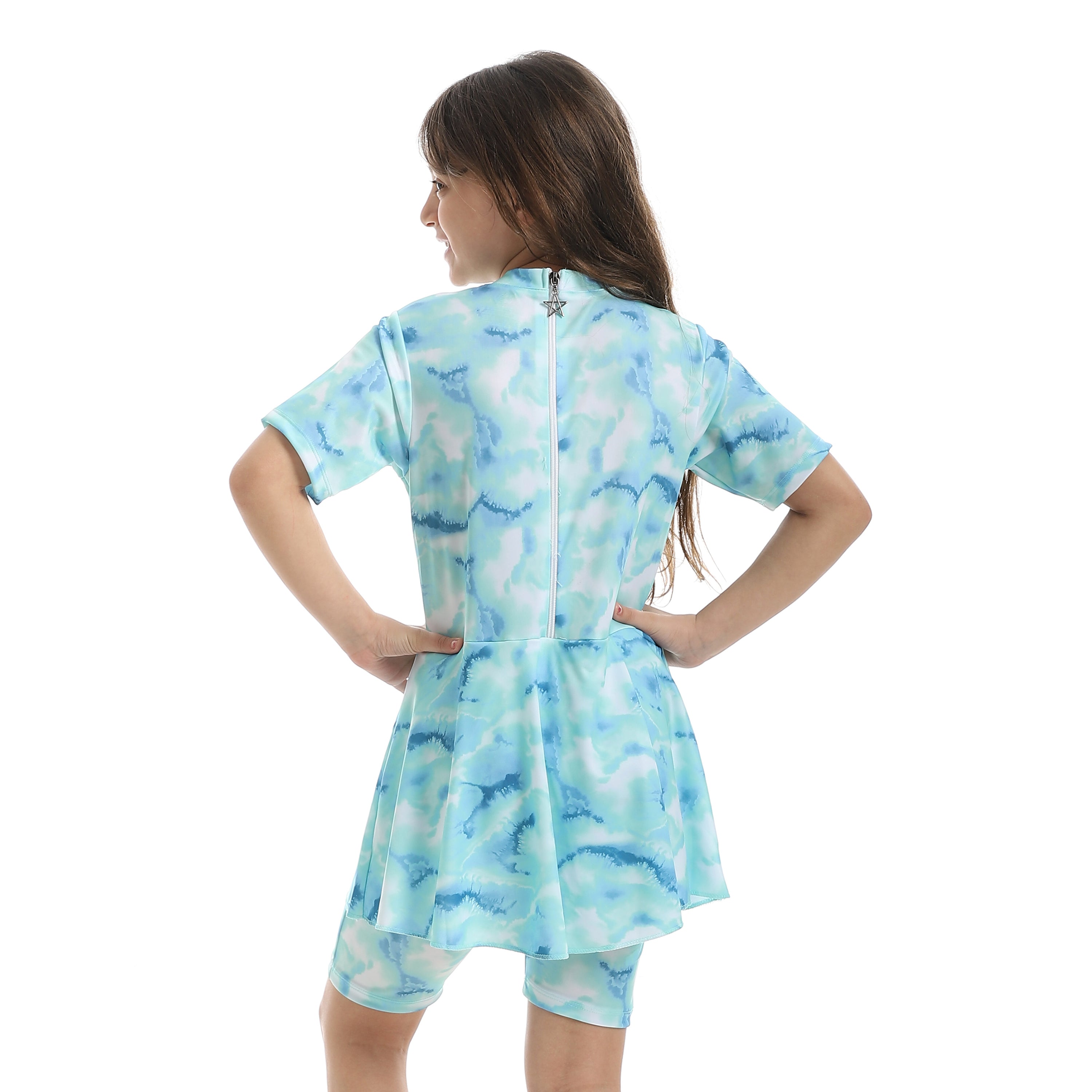 Girls’ Modest Swimwear Set – Short Sleeve Top with Shorts