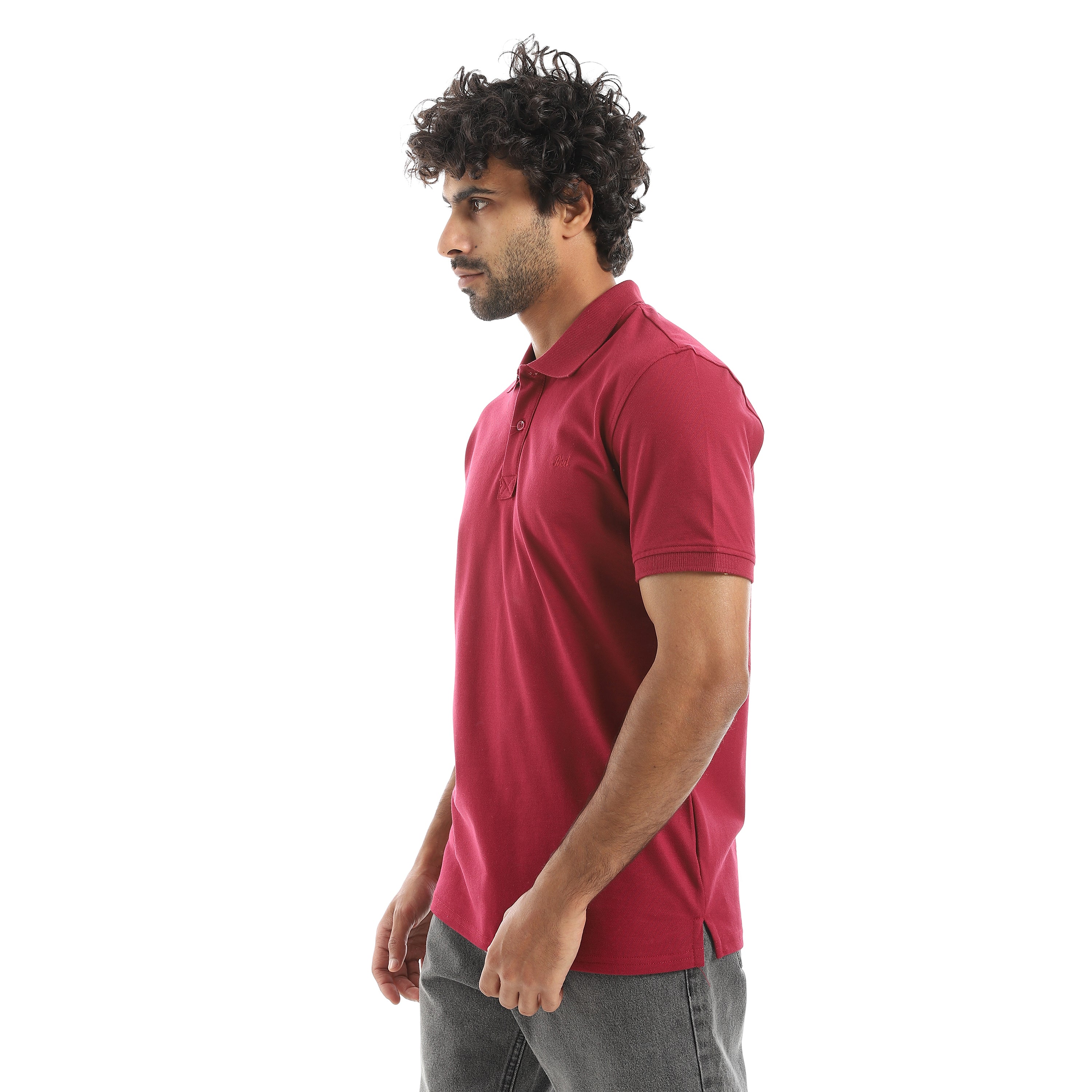 Men’s Polo T-Shirt with Embroidery - Burgundy
