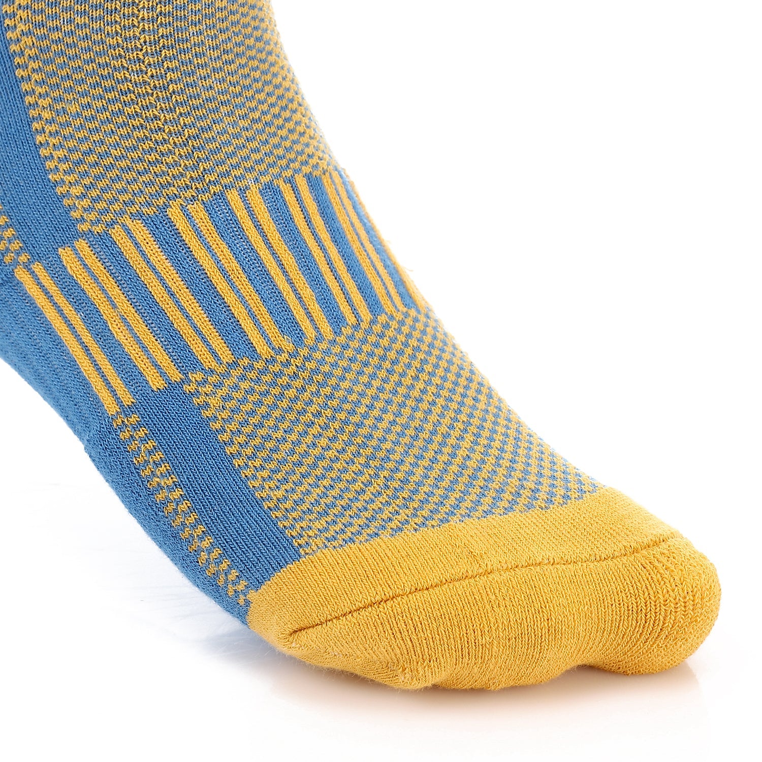 Men Plain Mid Calf Socket Socks - Blue & Yellow
