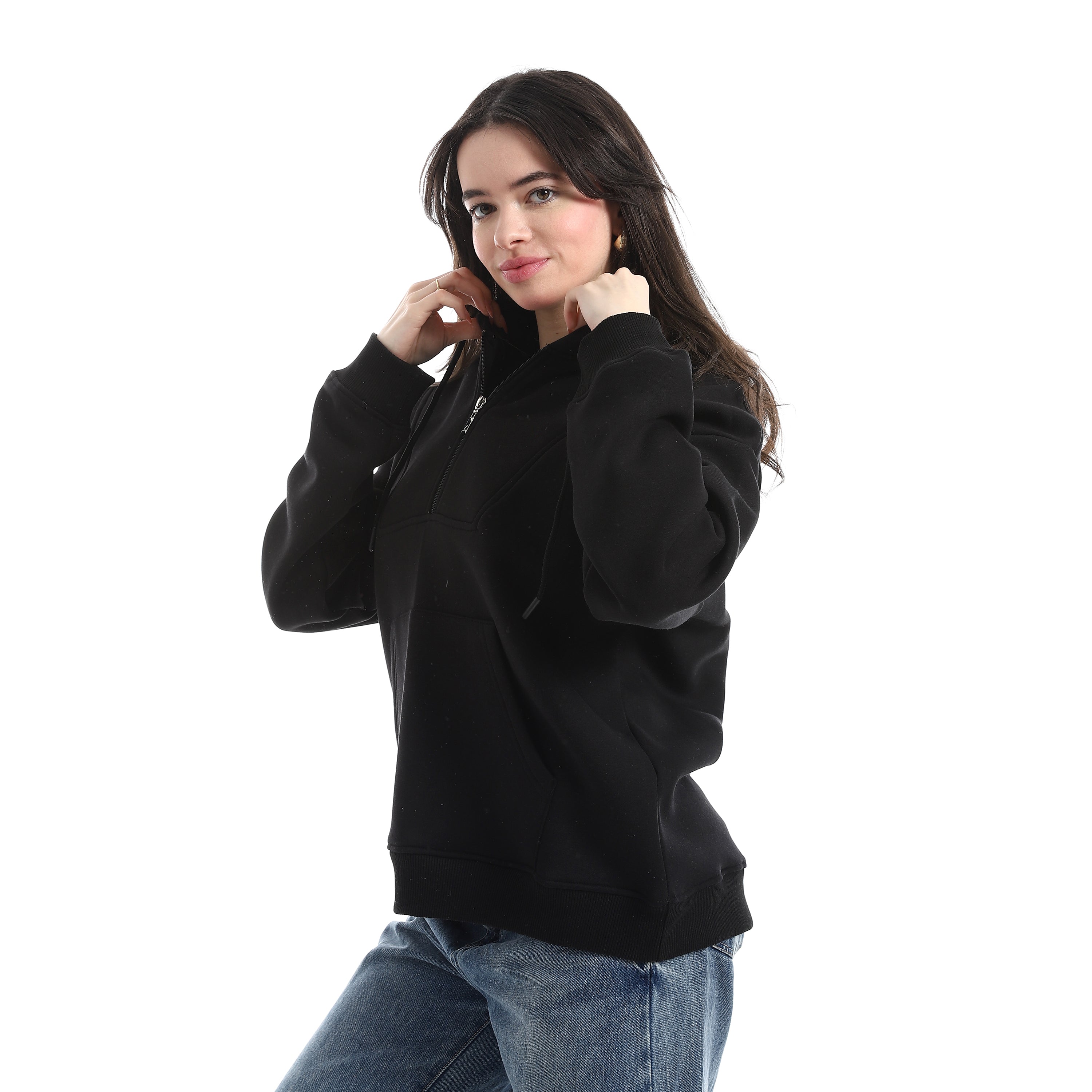 Women's Standard Fit Half Zippered Sweatshirt