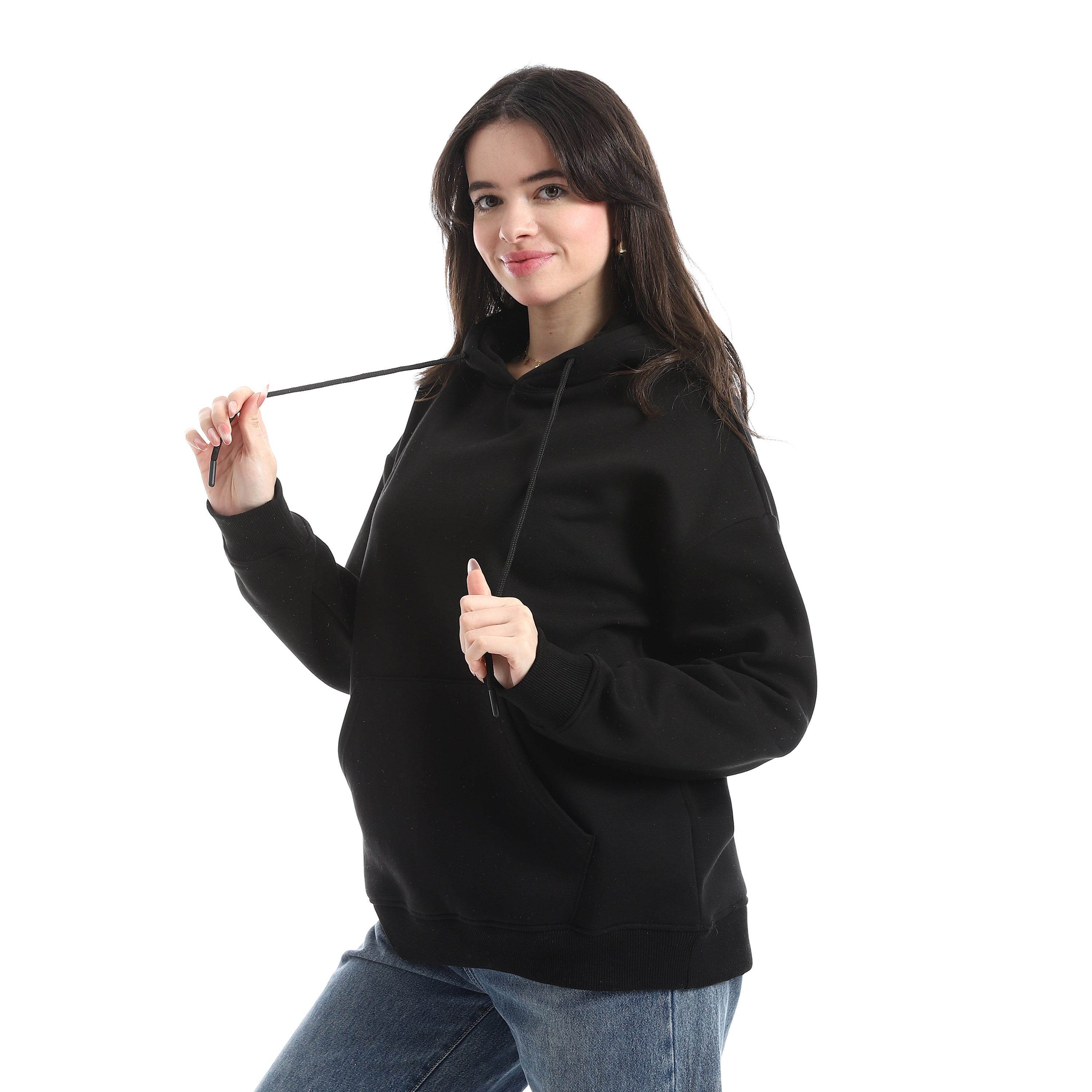 Relax Fit Hooded Basic Thick Sweatshirt
