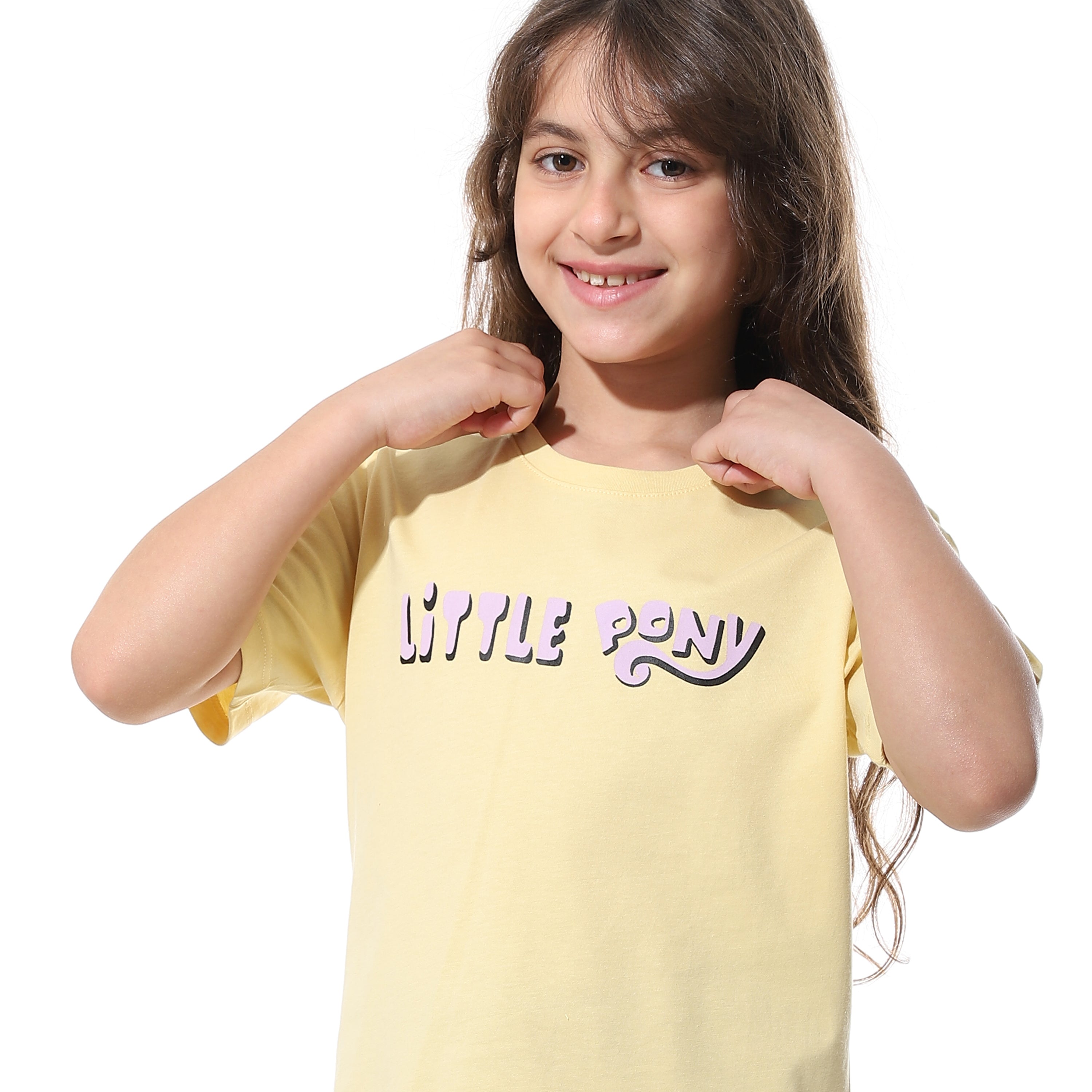 Girls' Cartoon Printed Pajama Sets with Back Print -Purple