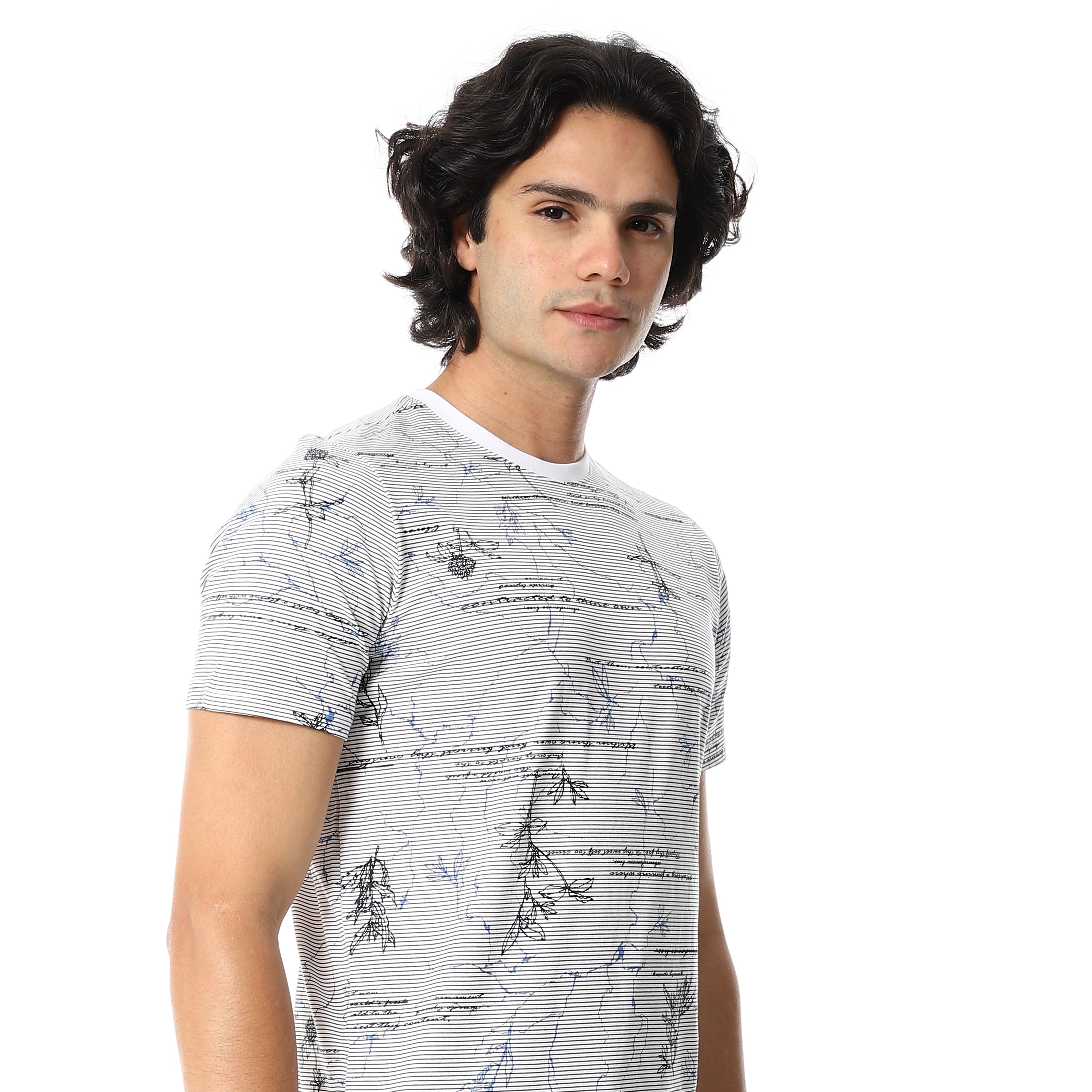 Men's Summer Pajama Set, Light Graphic T-Shirt and Blue Joggers