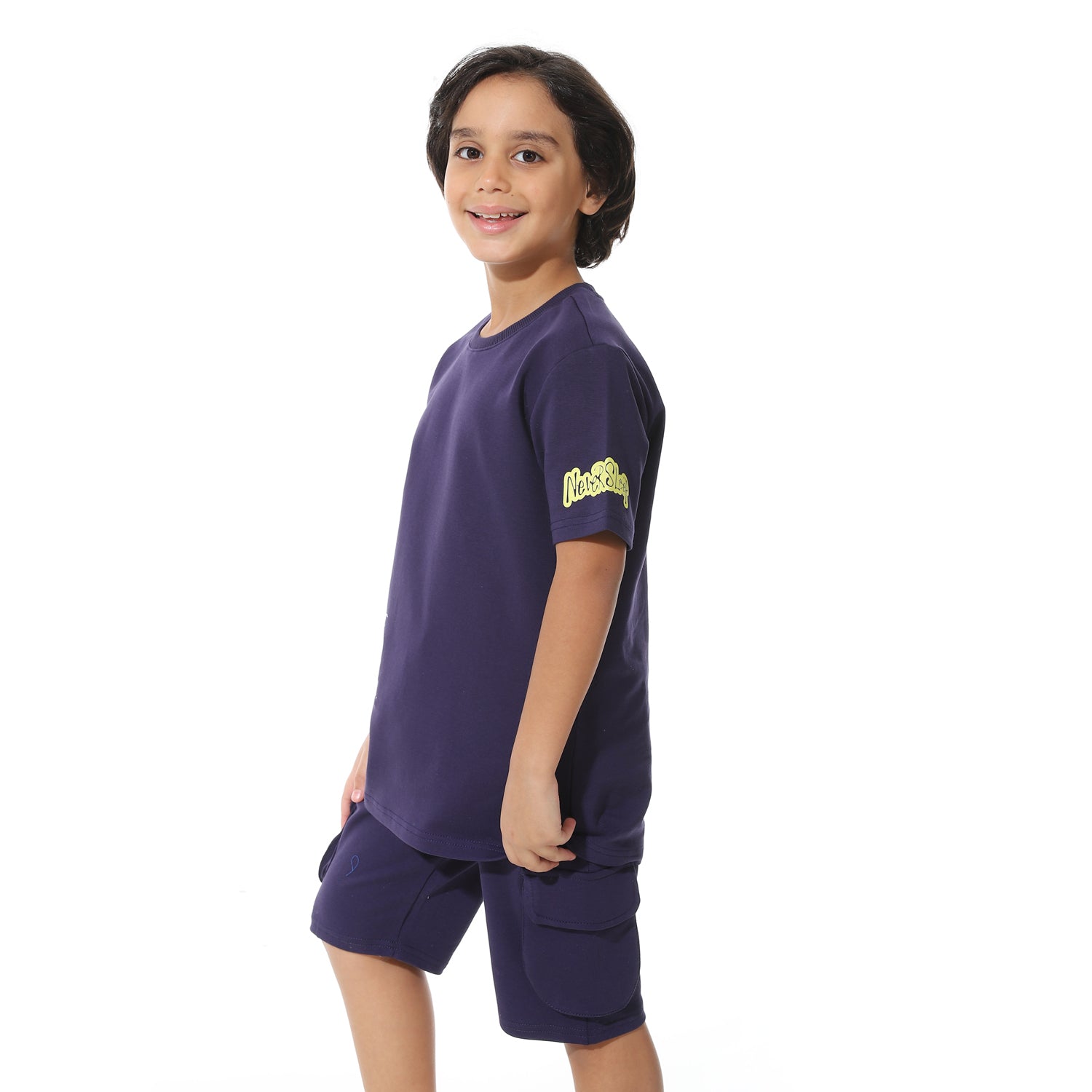 Navy Printed Cargo Shorts Set for Boys – Summer Melton Vibes