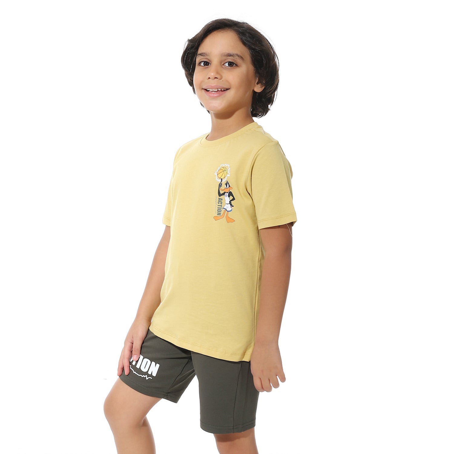 Boys Printed Colorful Summer & Pajama Shorts Set - Yellow