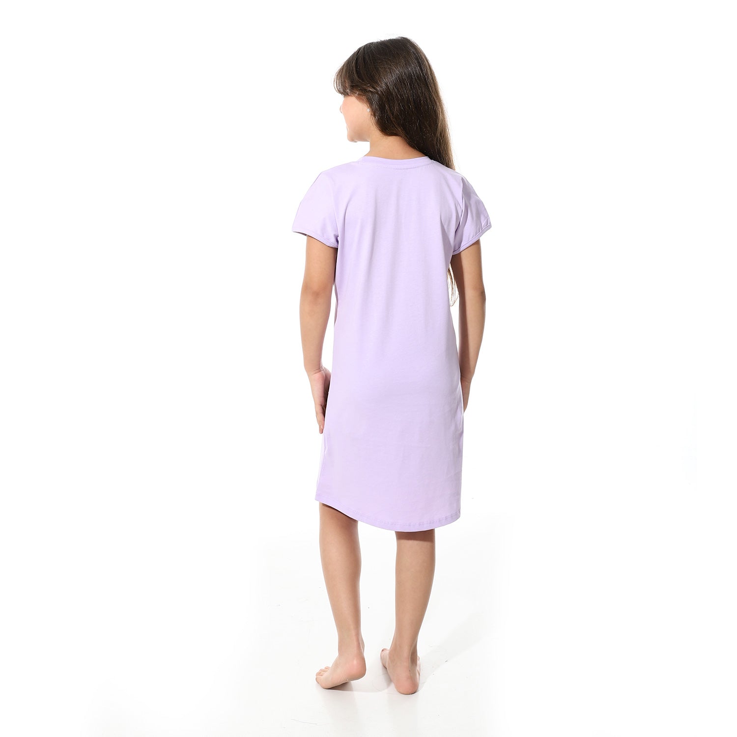 Girls' Cotton Short Dress "Forever with love" - Purple