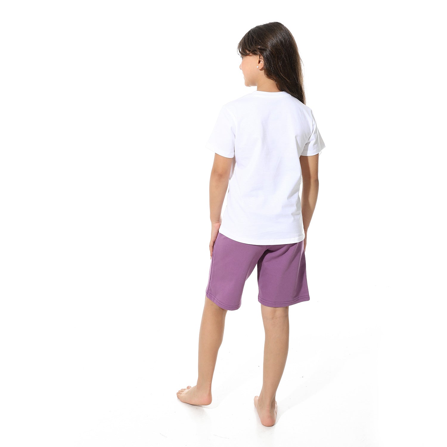 Girls’ Purple "Sweet" Printed Short Pajama Set