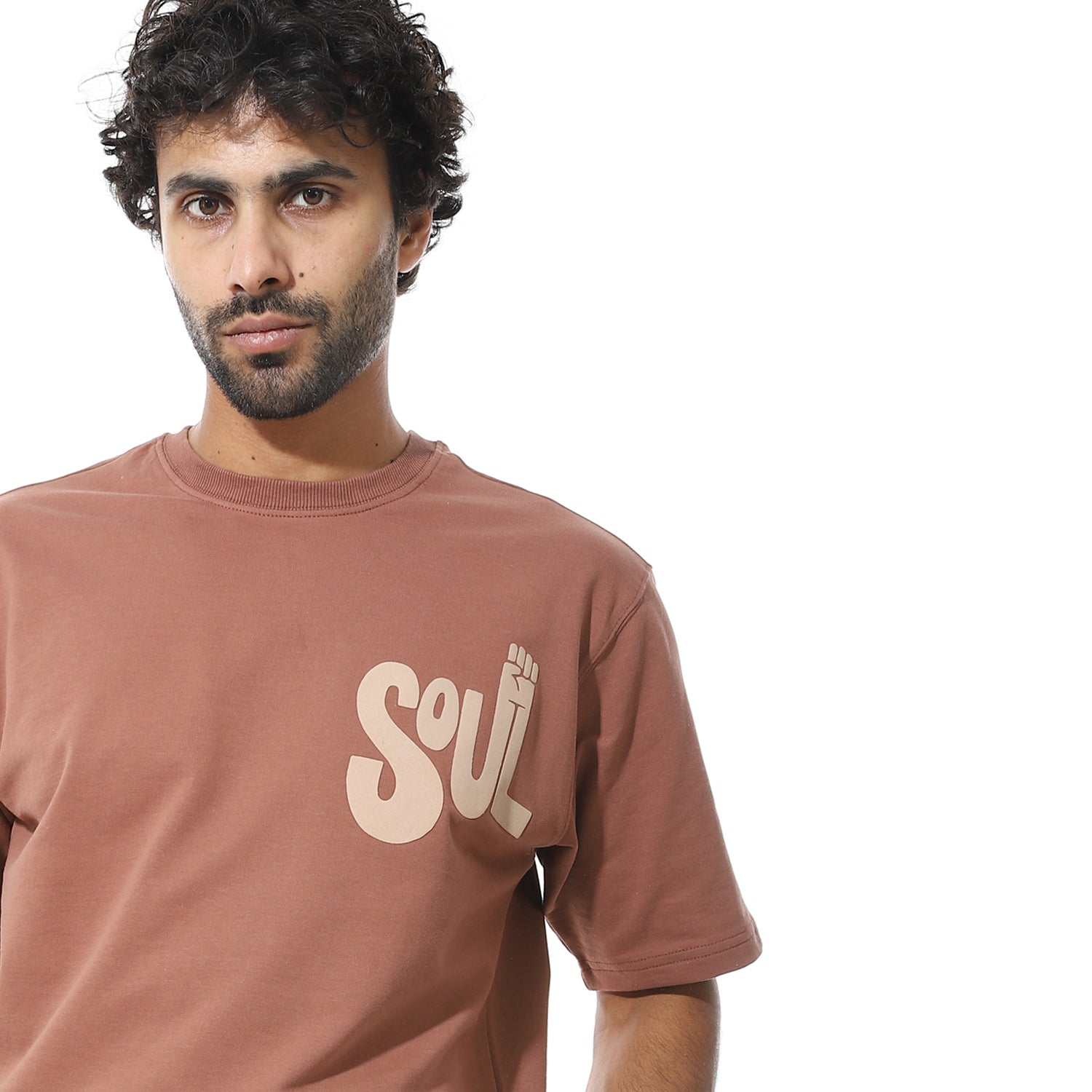 Men's Set Casual Cargo Shorts Set – Print T-Shirt - Brown