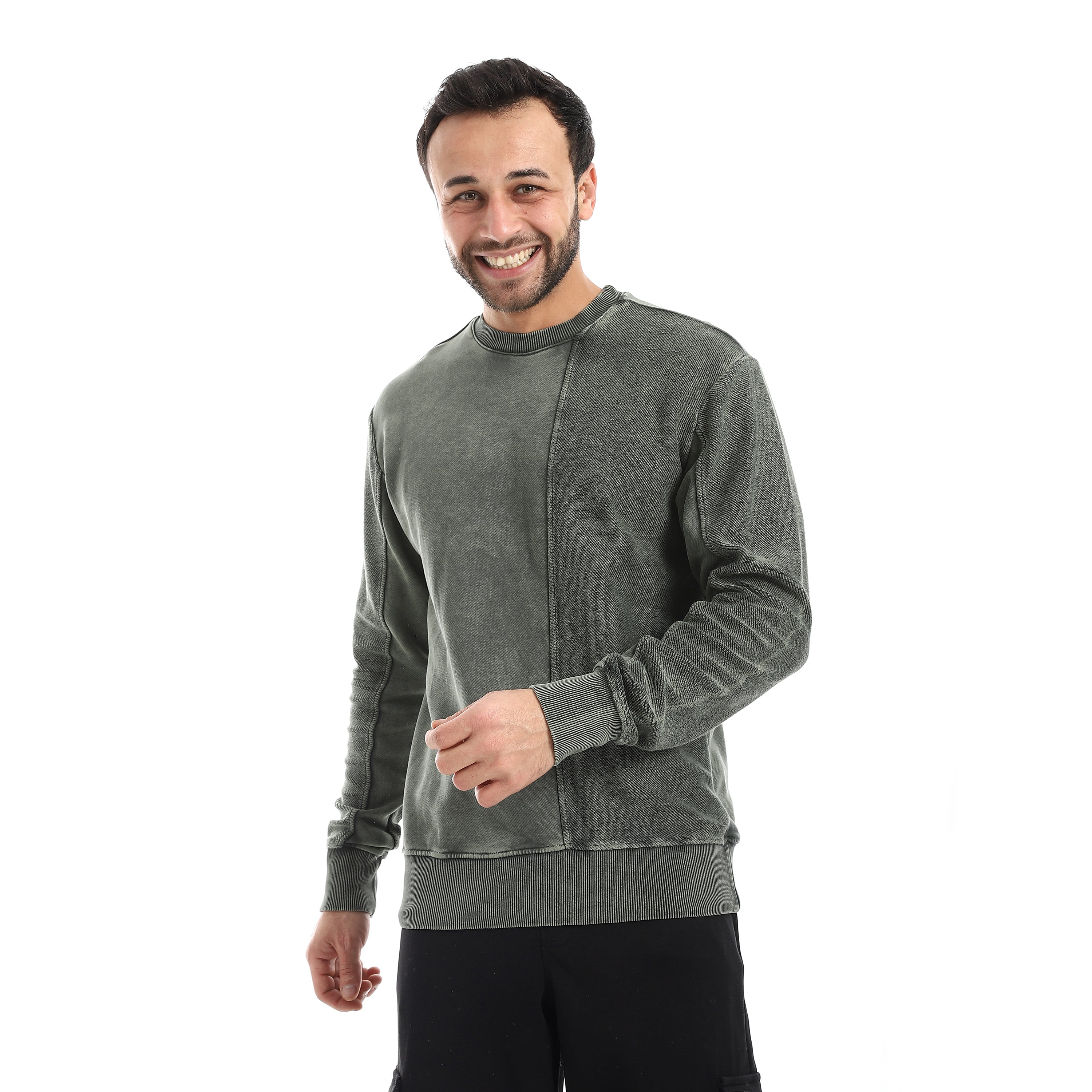 Men Acid-Wash Crewneck Sweatshirt