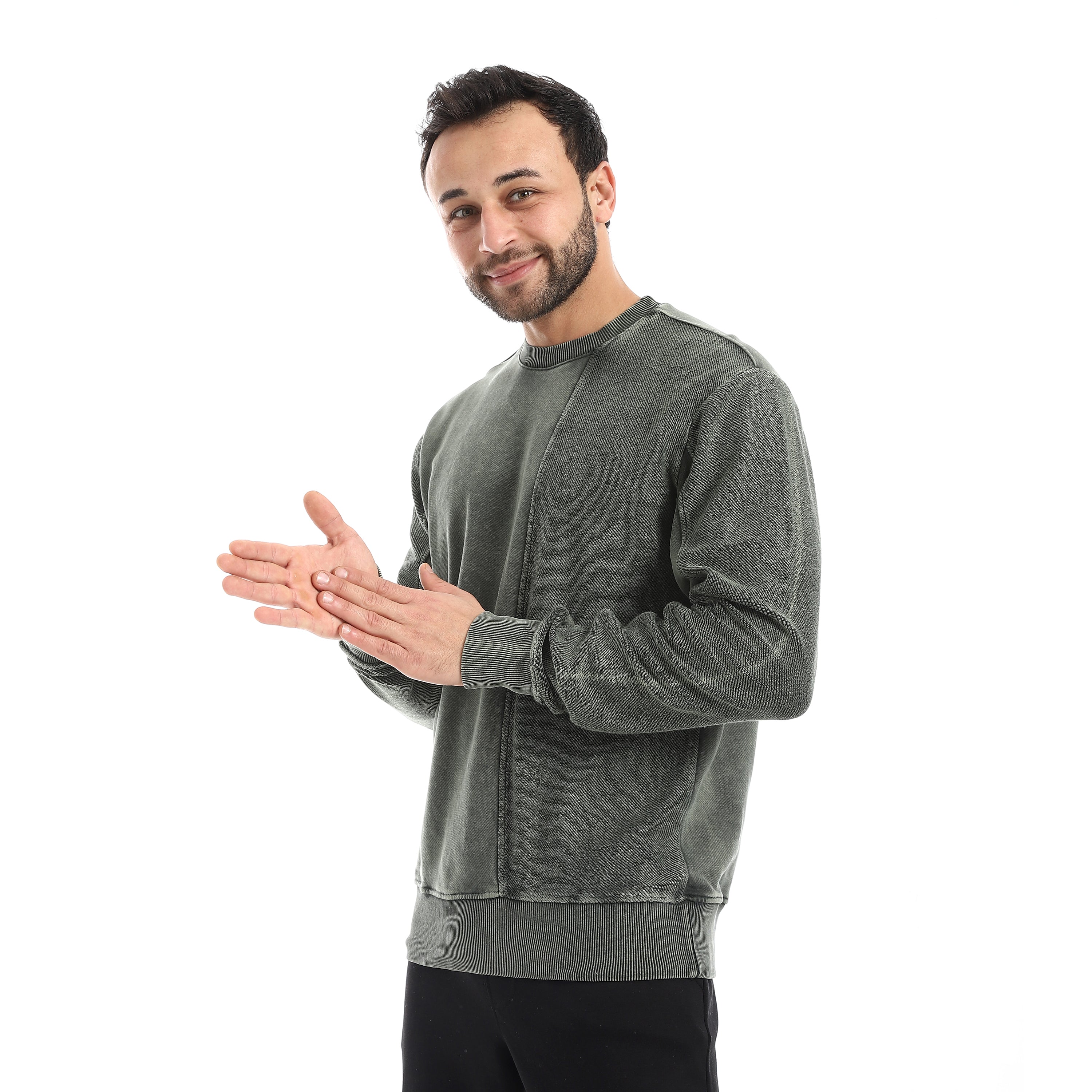 Men Acid-Wash Crewneck Sweatshirt