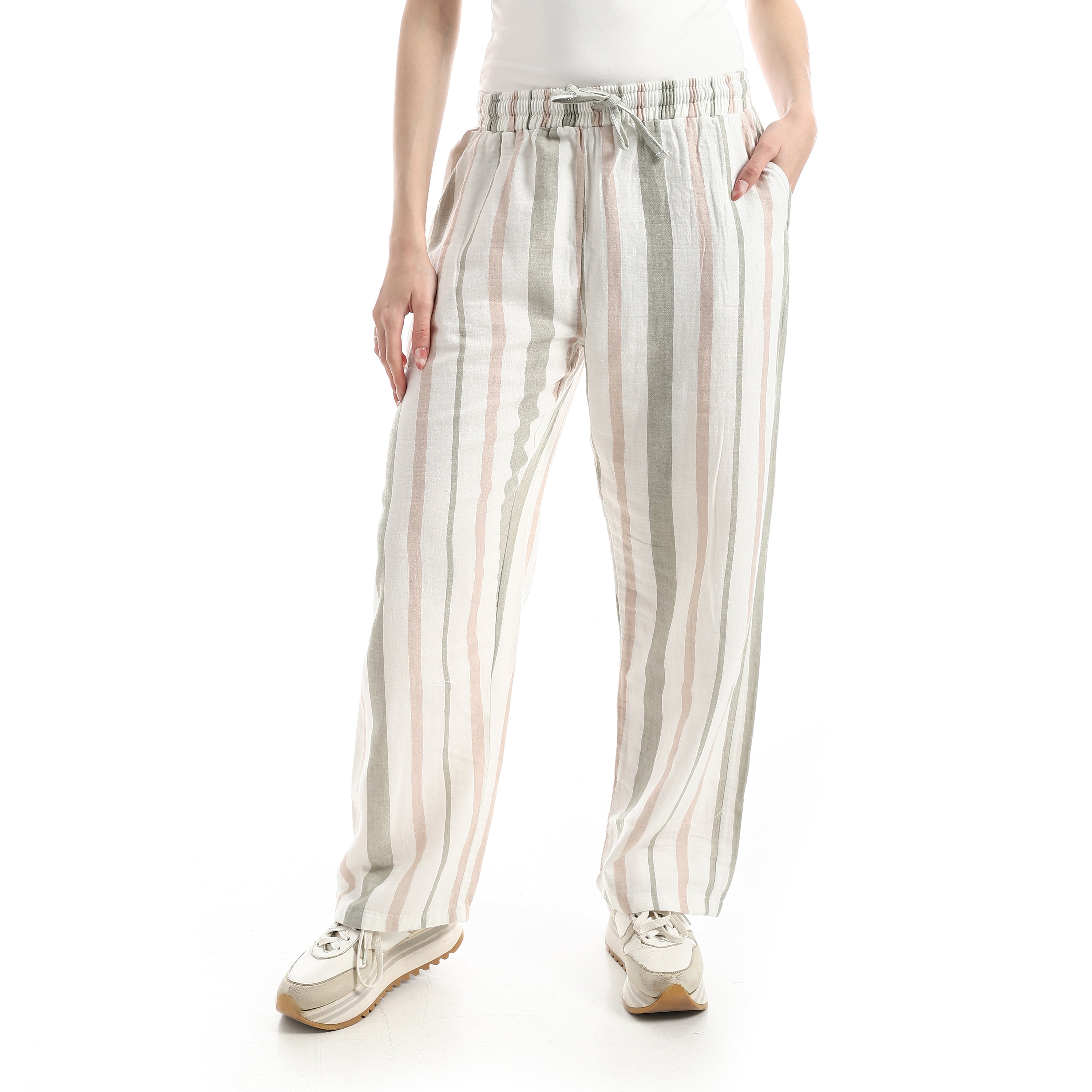 Women’s High-Waist Wide-Leg Striped Pants