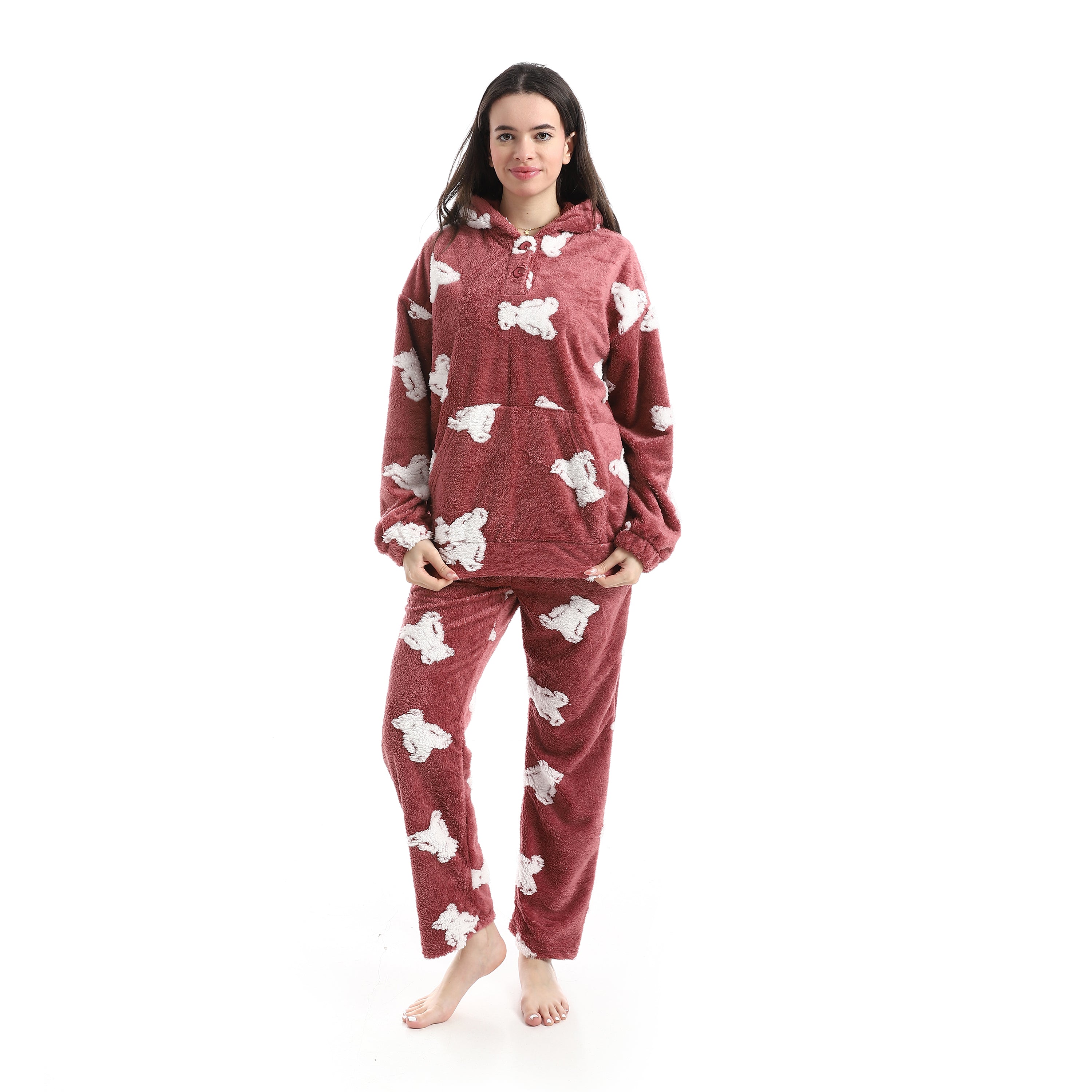 Women’s Ultra-Soft Plush Fleece Hoodie Pajama Set