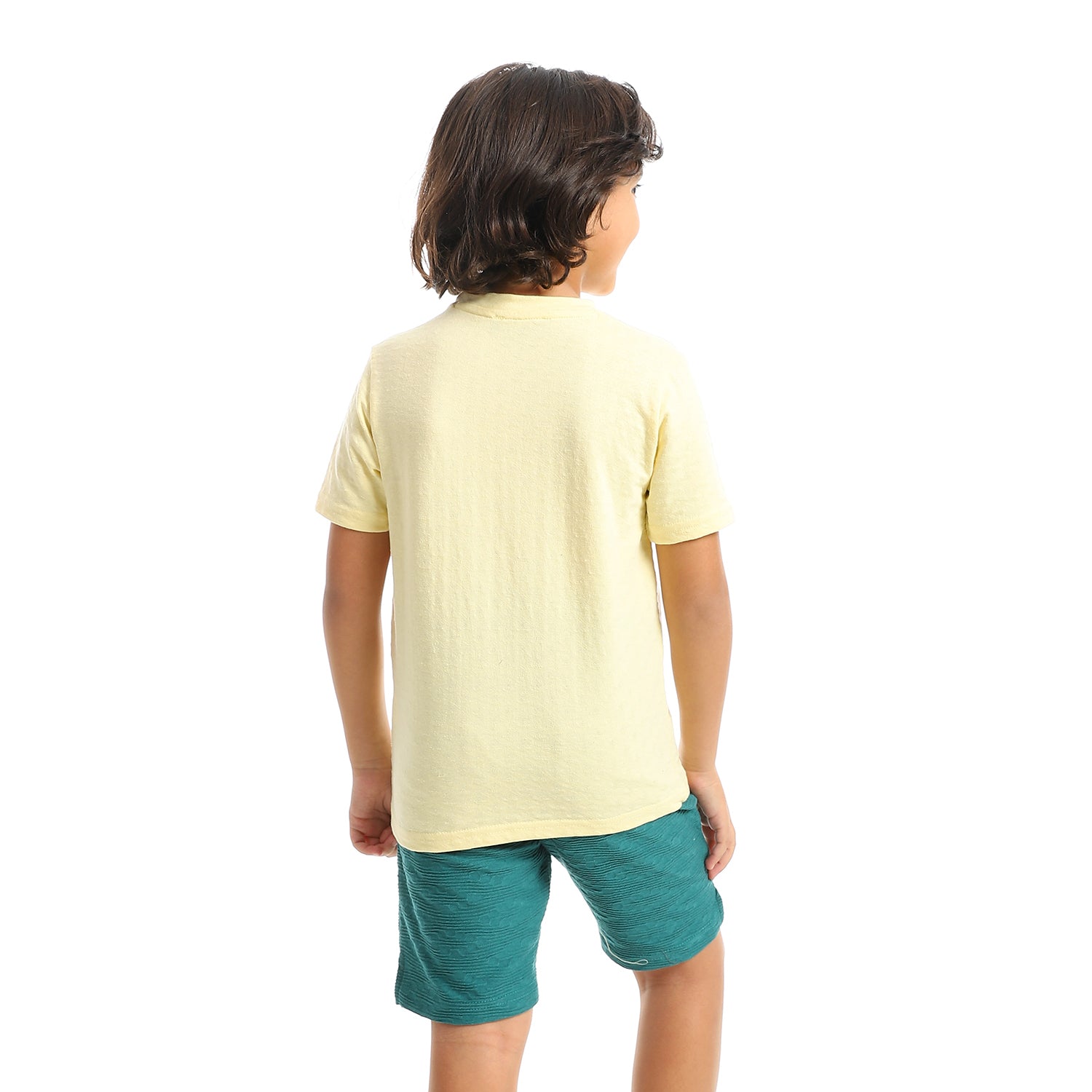 Boy's Jacquard Pajama Set with Printed -Lite Yellow