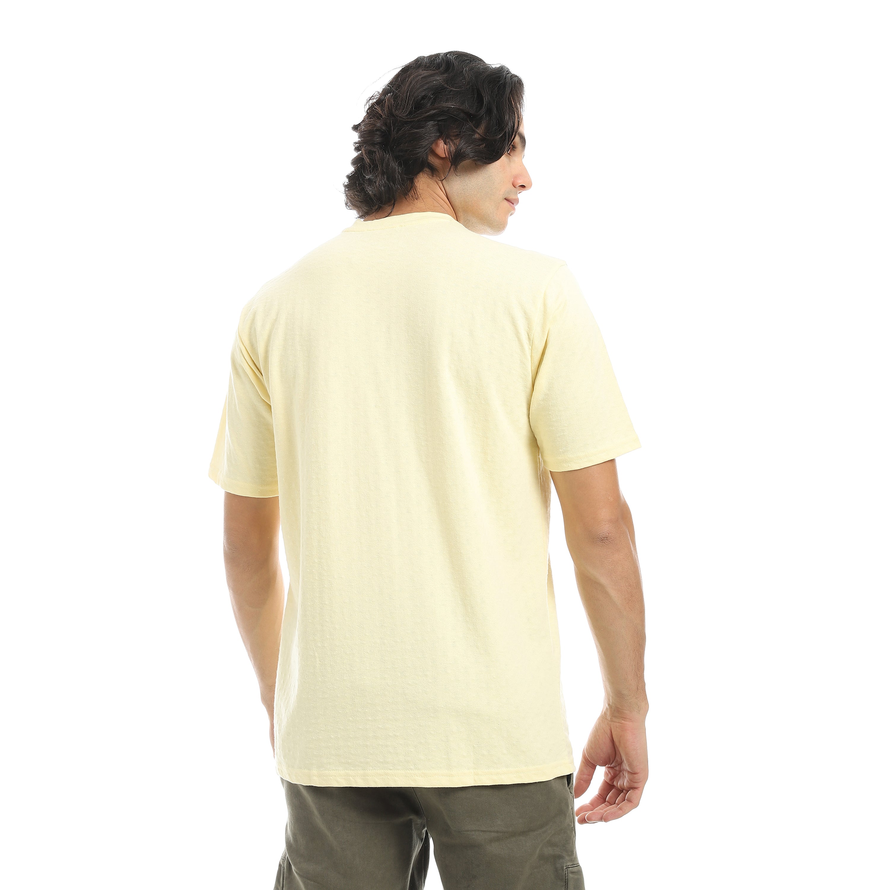 Men's Jacquard T-Shirt with "Amusement Park" Print - Lite Yellow
