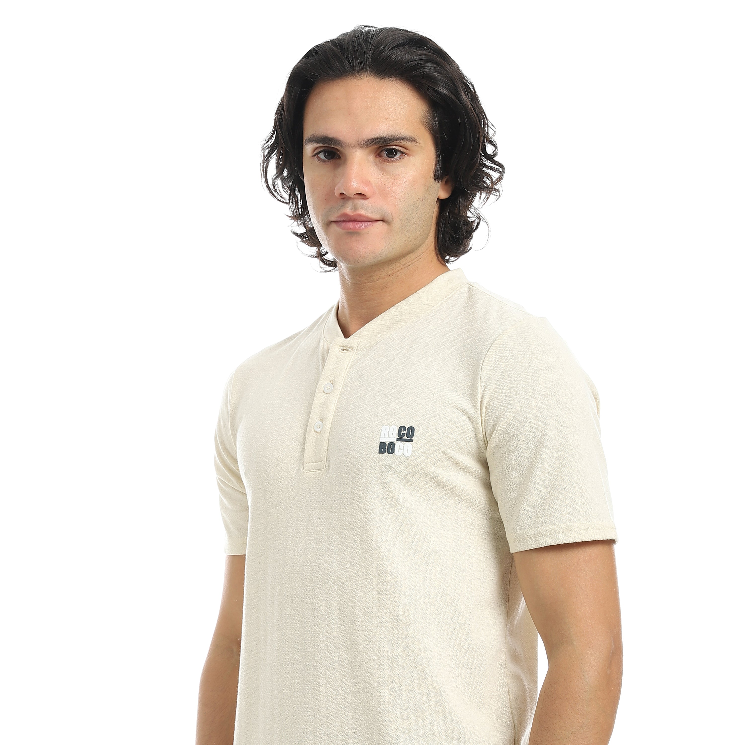Men’s Cotton Pajama Set – Off White Henley T-Shirt with Checkered Pants