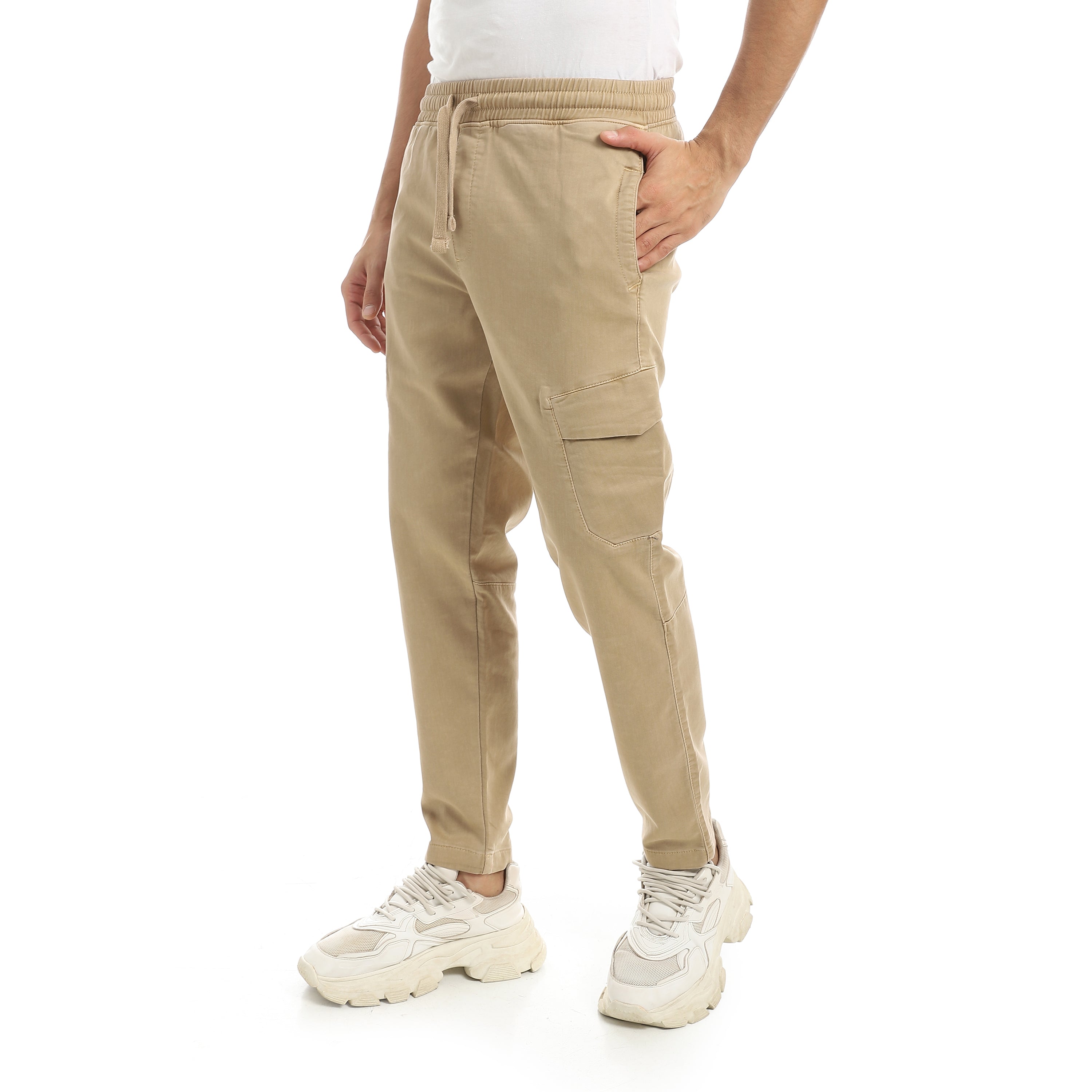 Men's Gabardine Cargo Jogger Pants - Beige