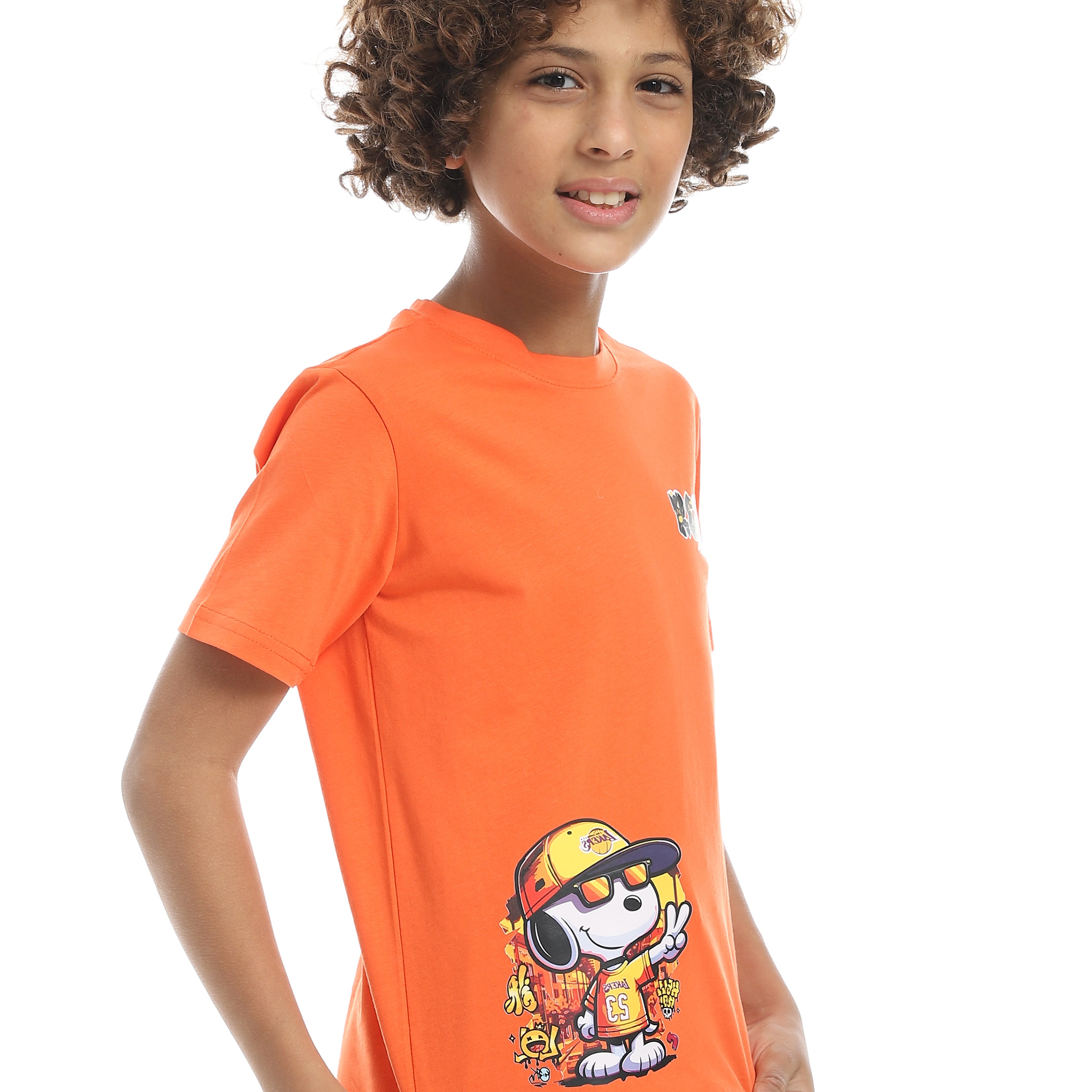 Boys Cool Pajama Set Printed - Orange