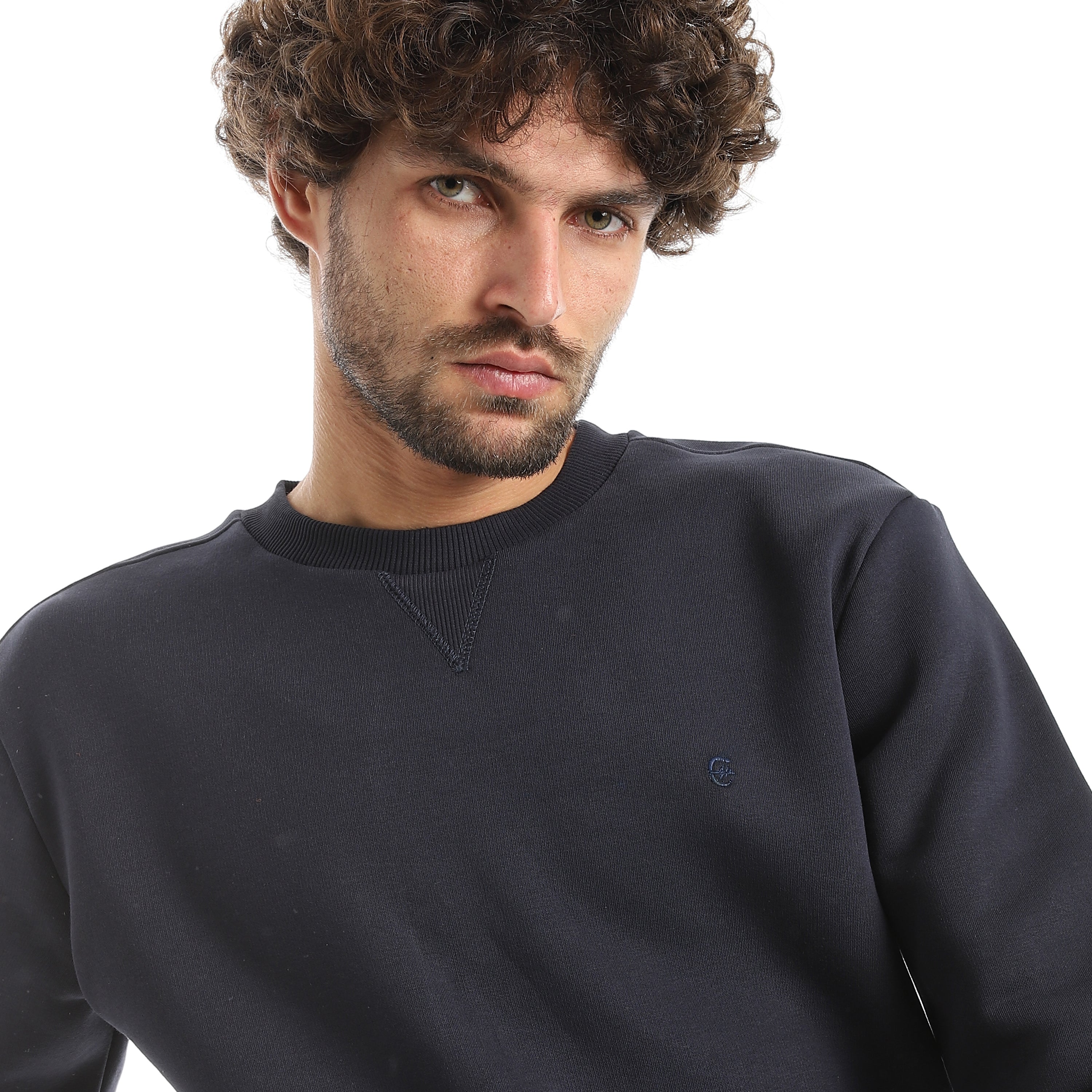 Basic Sweatshirt Crew Neck Red Cotton