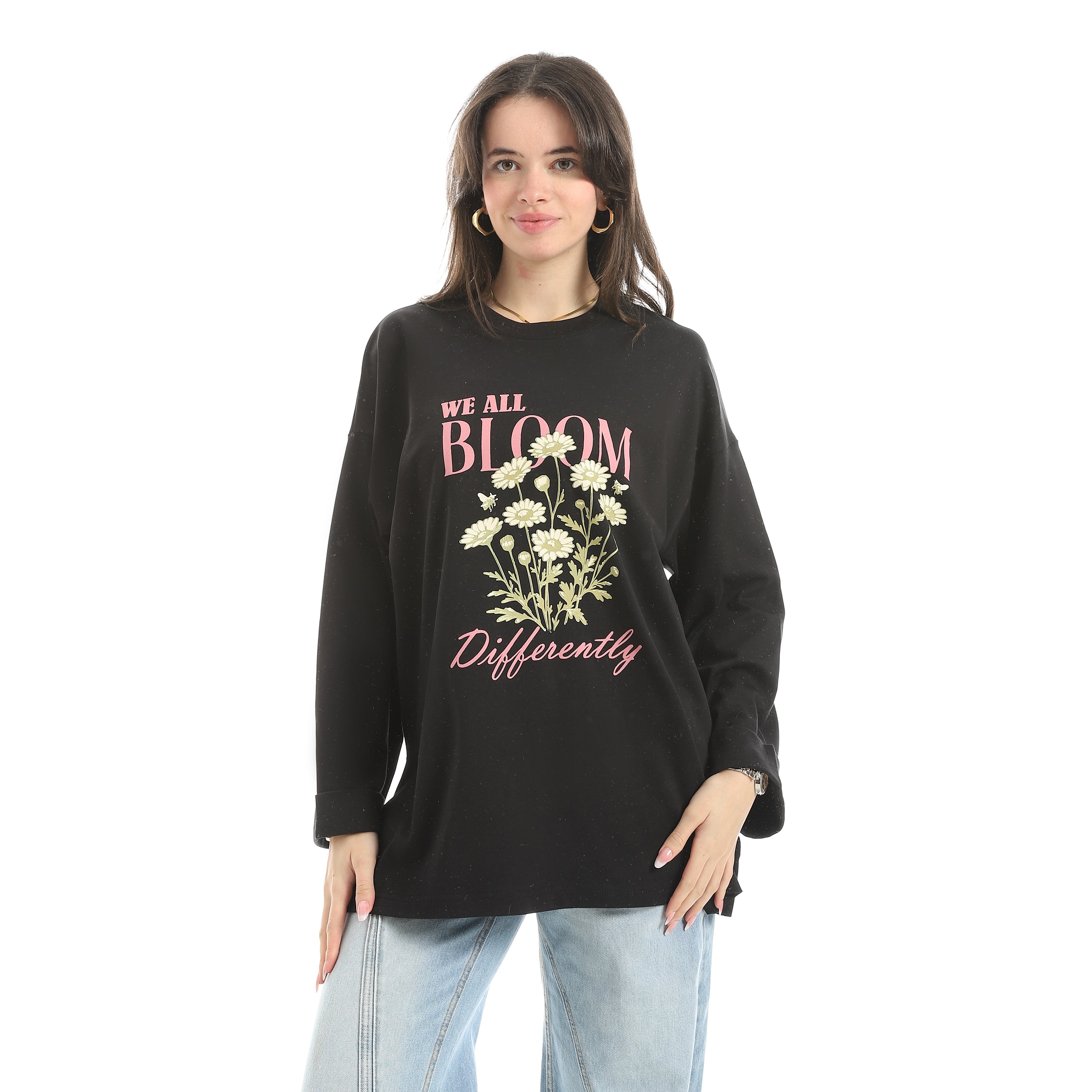 Women The Flowers T-Shirt Red Cotton