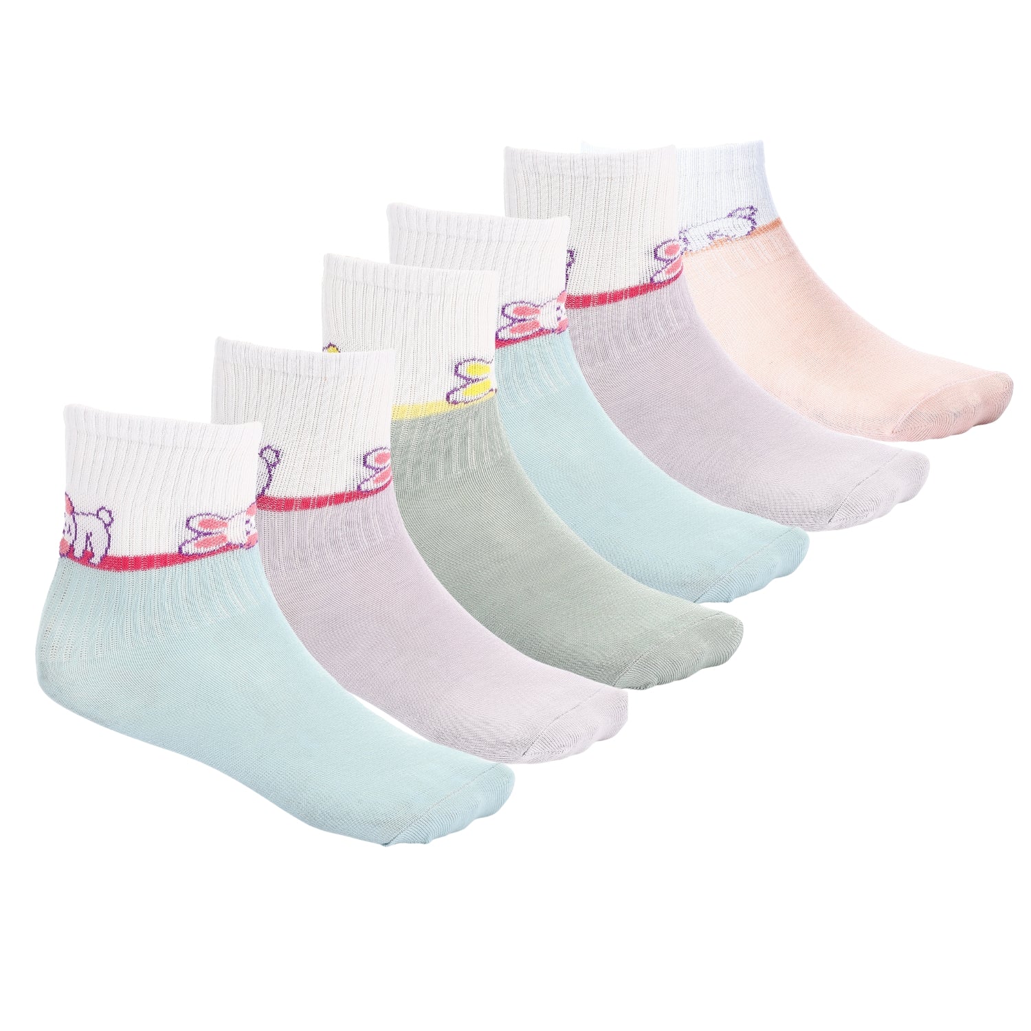 6 Pairs of Soft Cotton Socks for Girls